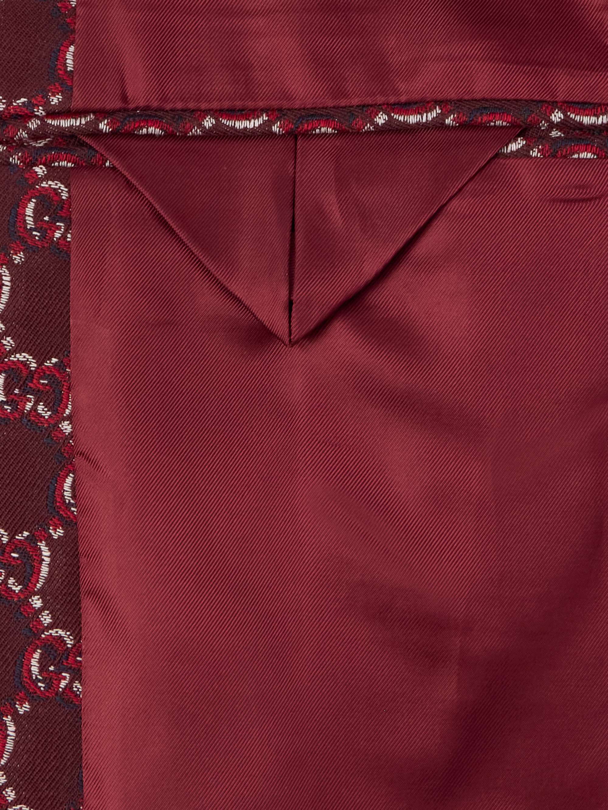 Double-Breasted Logo-Jacquard Wool-Twill Suit Jacket view