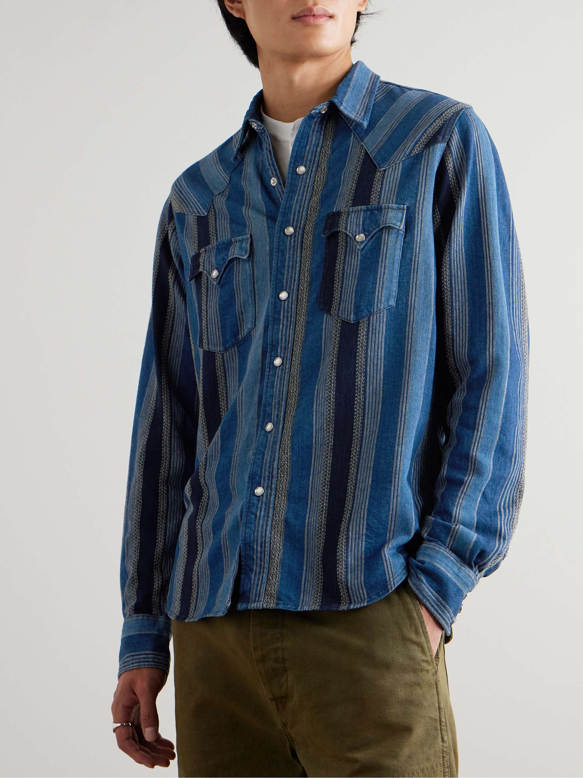 Striped Cotton-Jacquard Western Shirt view