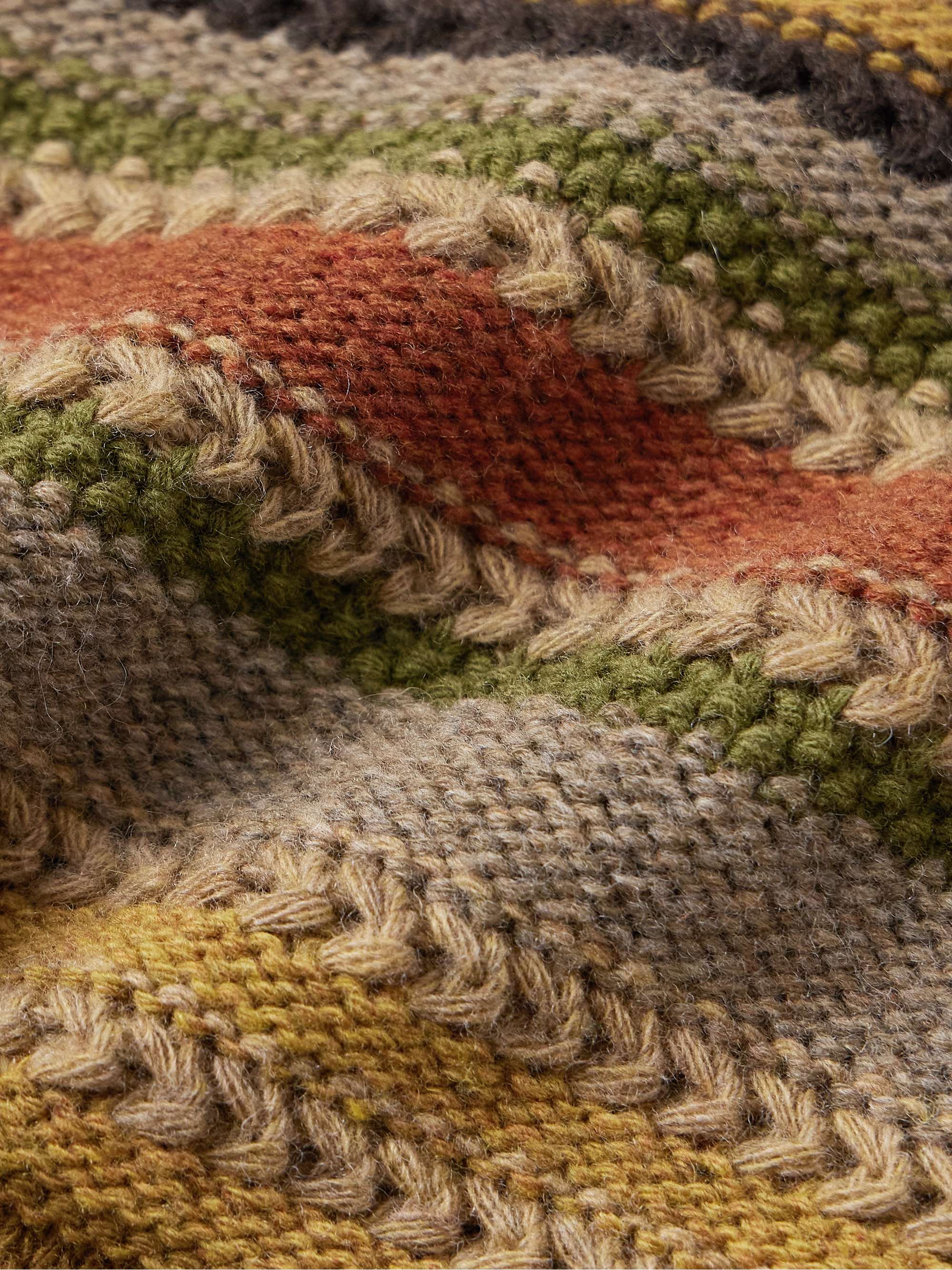 Shawl-Collar Striped Wool Cardigan view