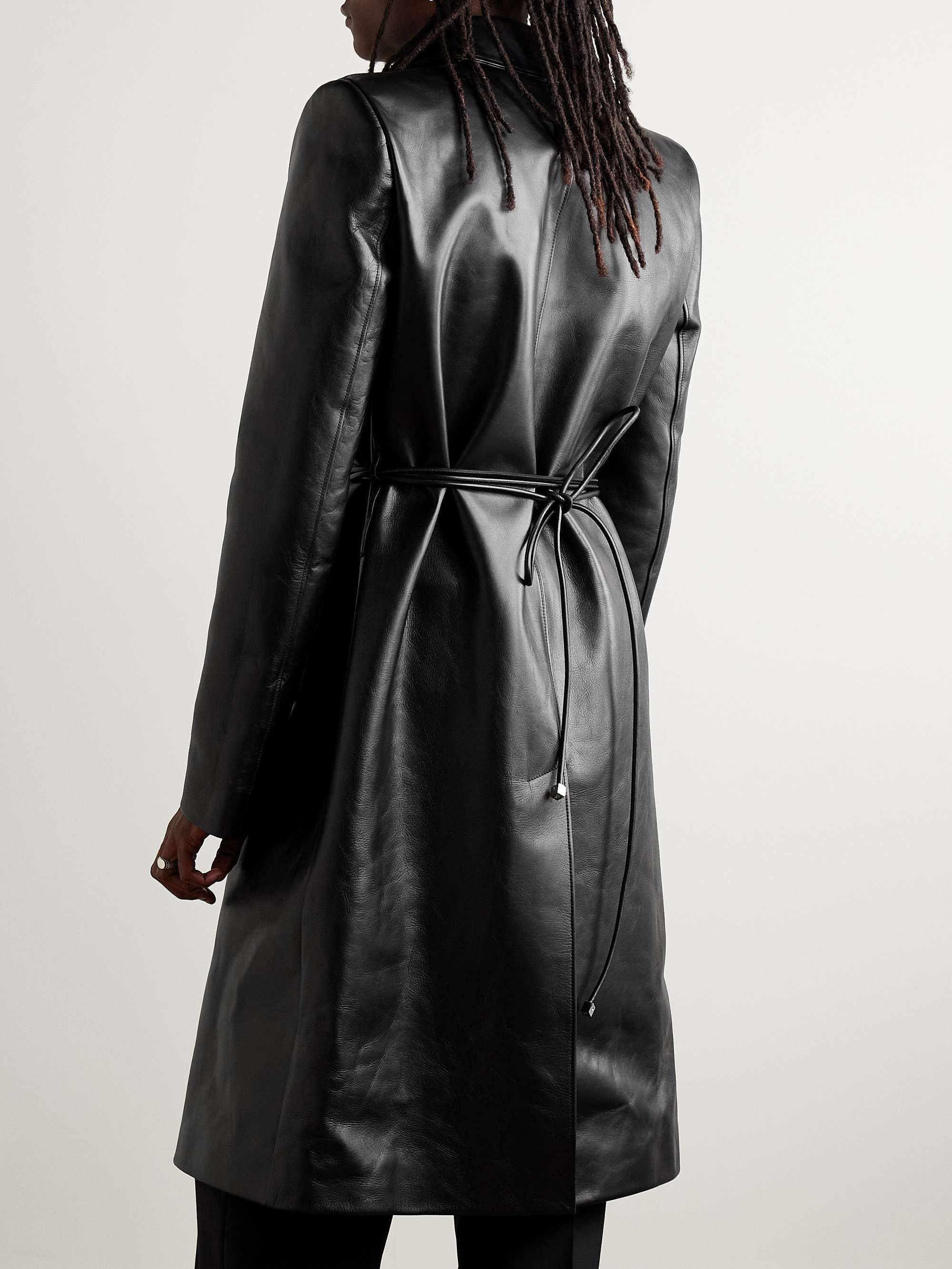 Belted Leather Coat view