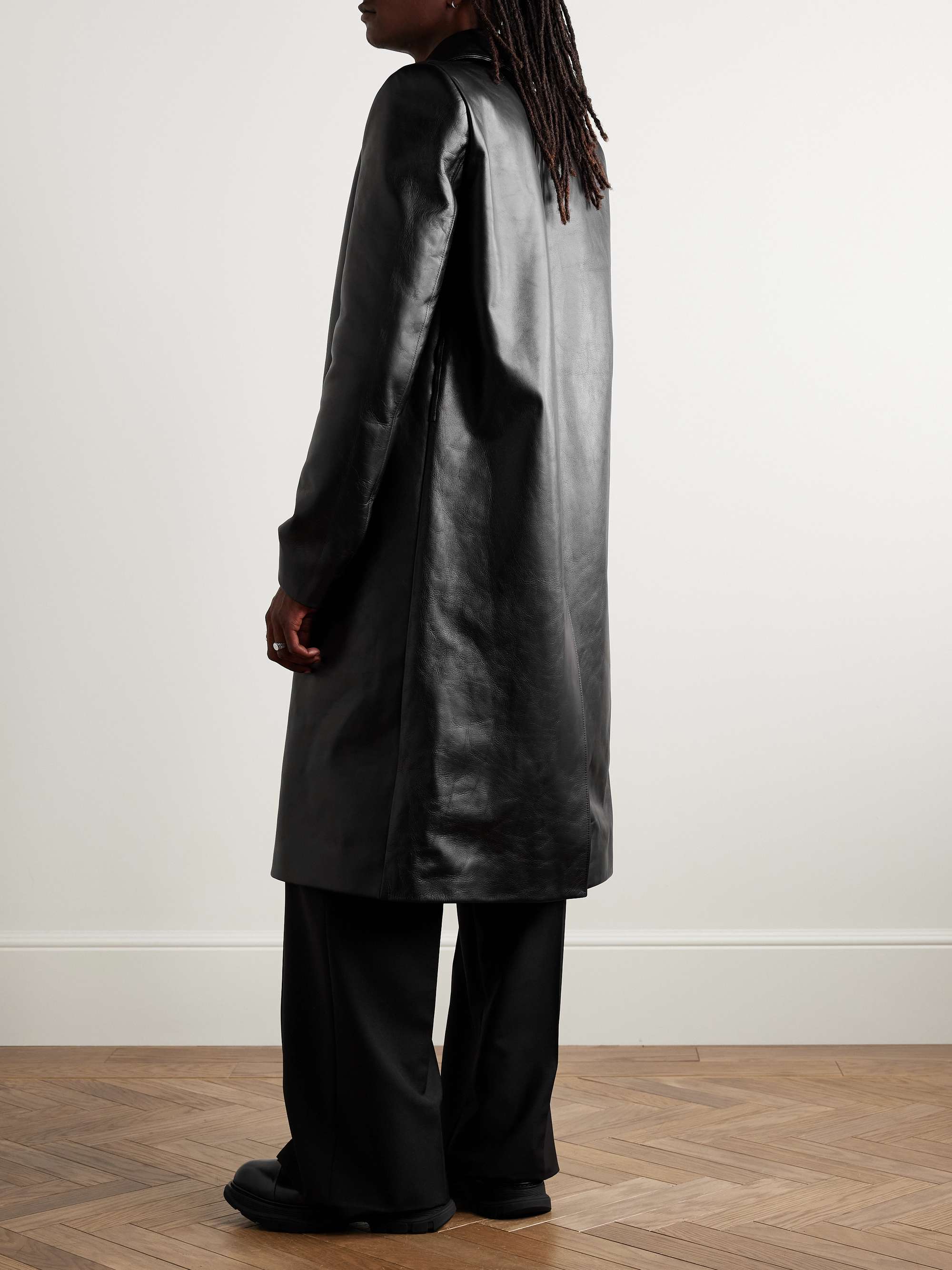Belted Leather Coat view