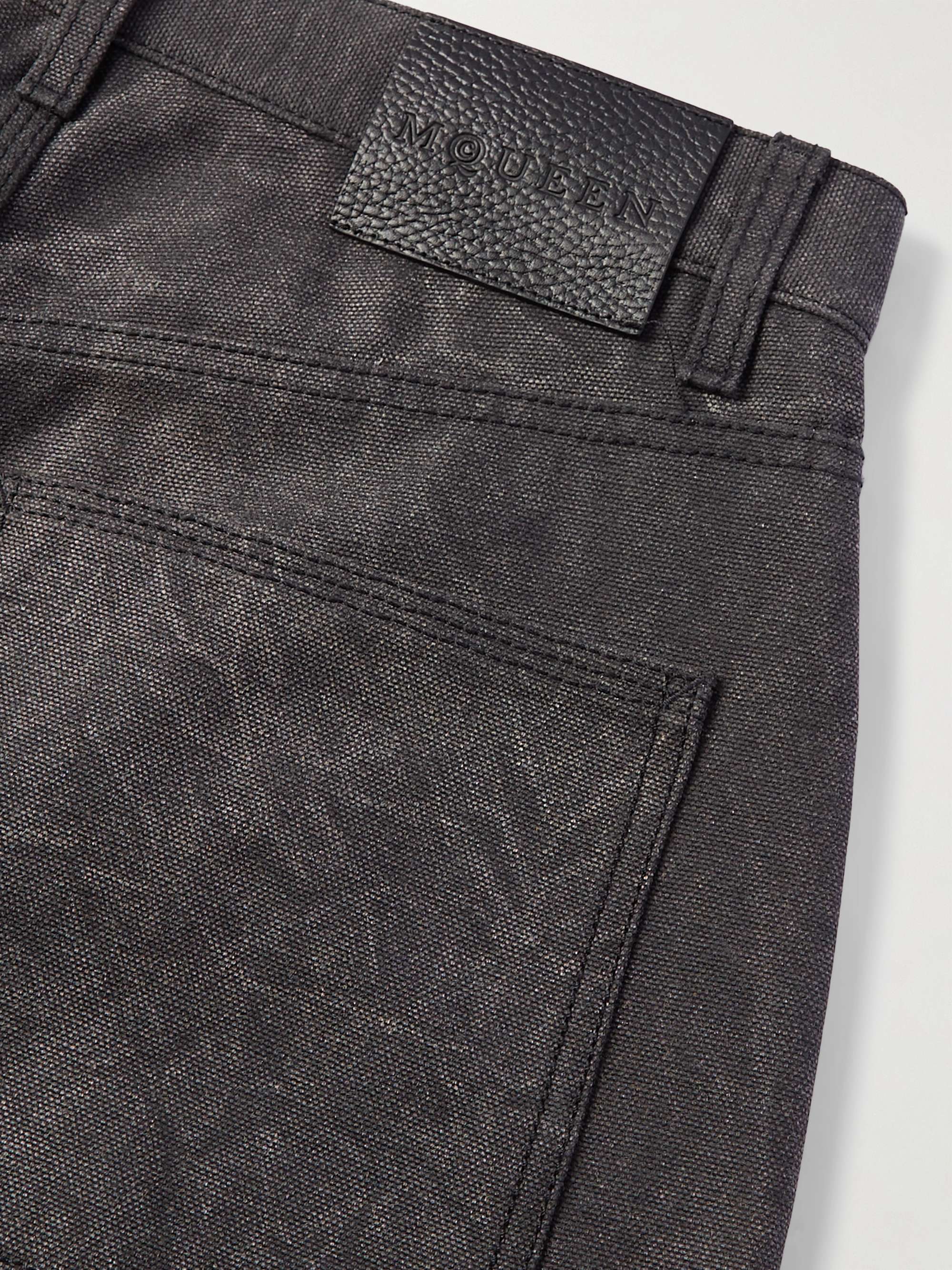 Wide-Leg Embellished Cotton-Canvas Trousers view
