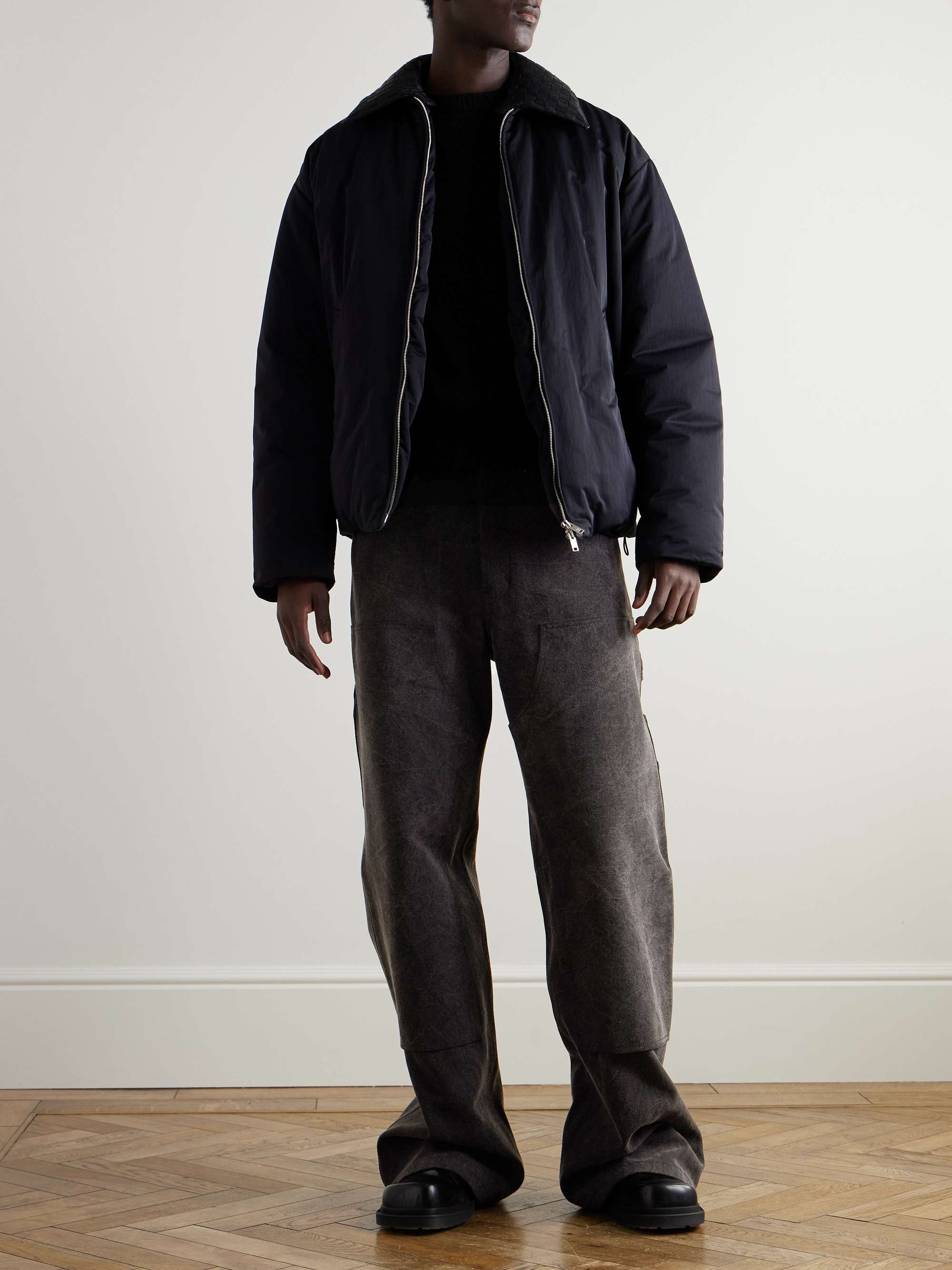 Wide-Leg Embellished Cotton-Canvas Trousers view