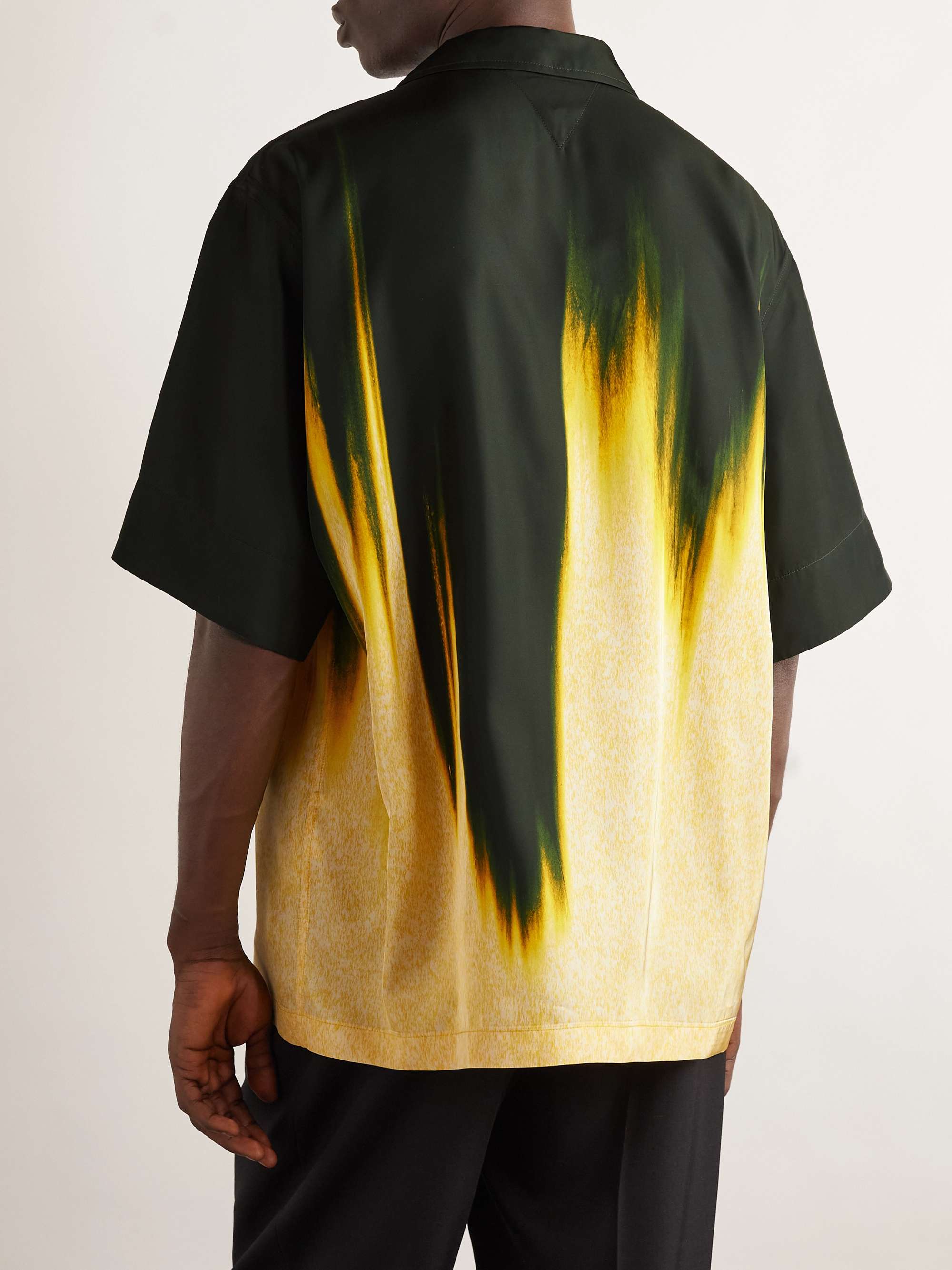 Camp-Collar Printed Twill Shirt view