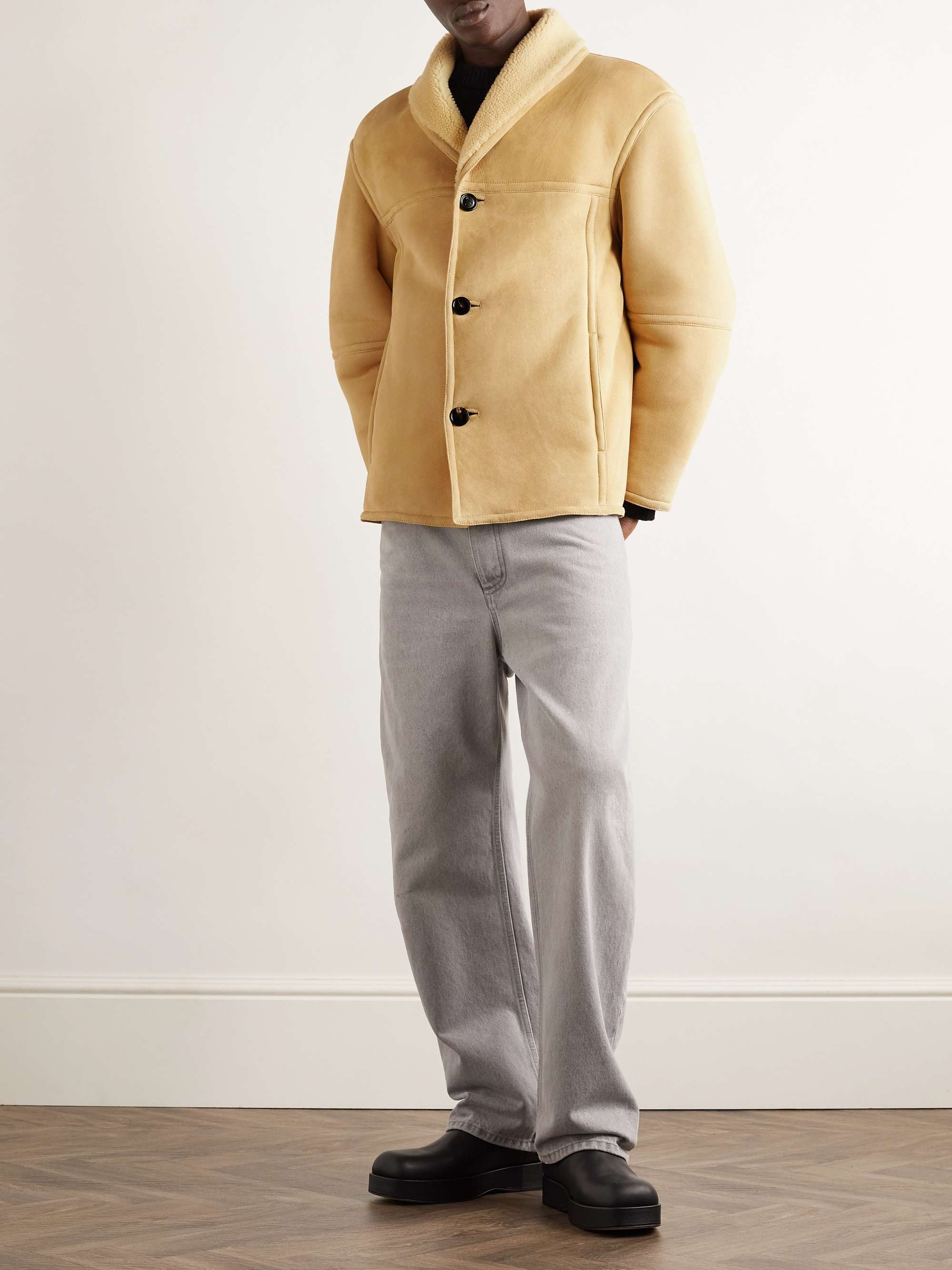 Shawl-Collar Shearling Jacket view