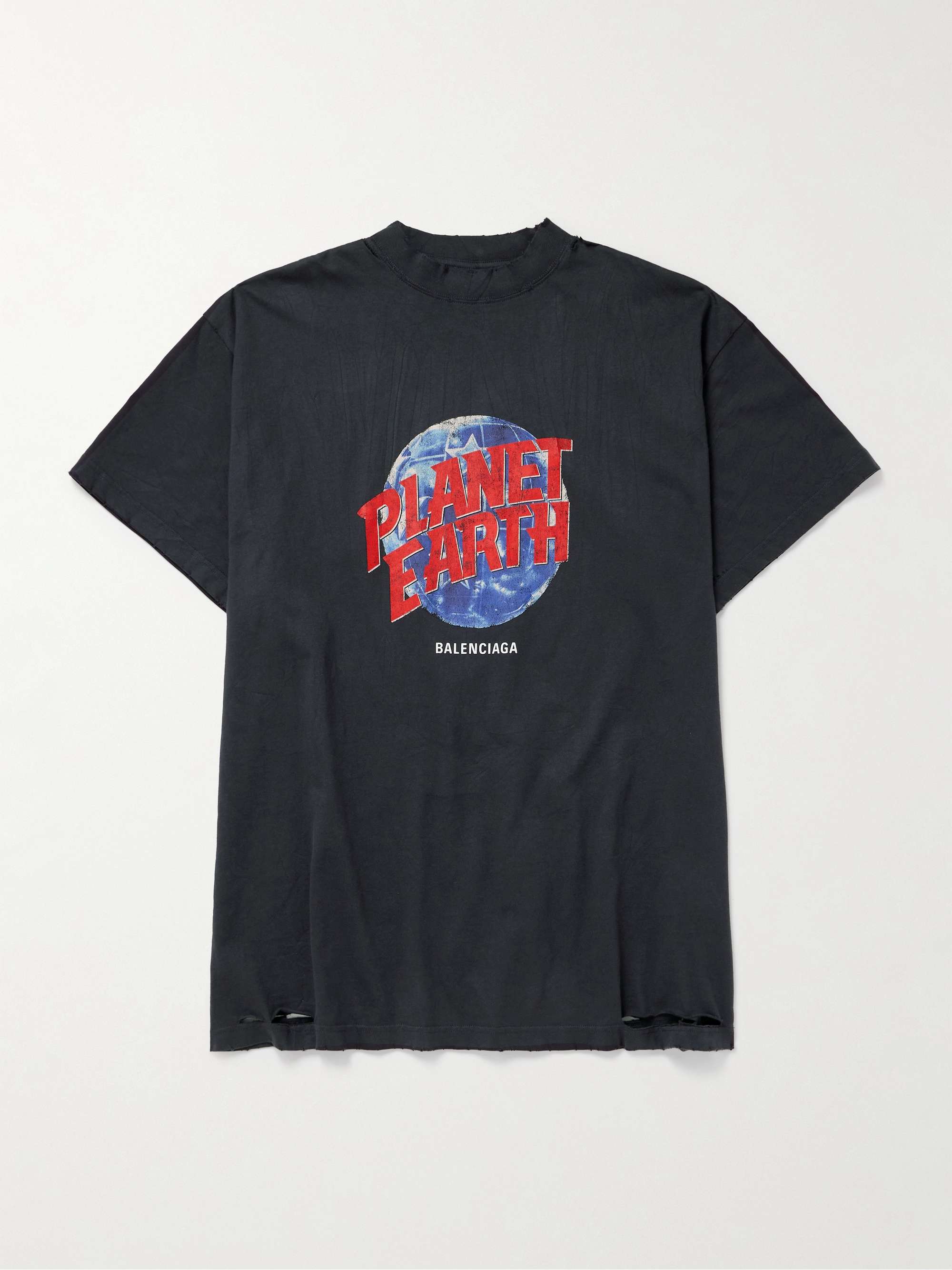 Distressed Printed Cotton-Jersey T-Shirt view