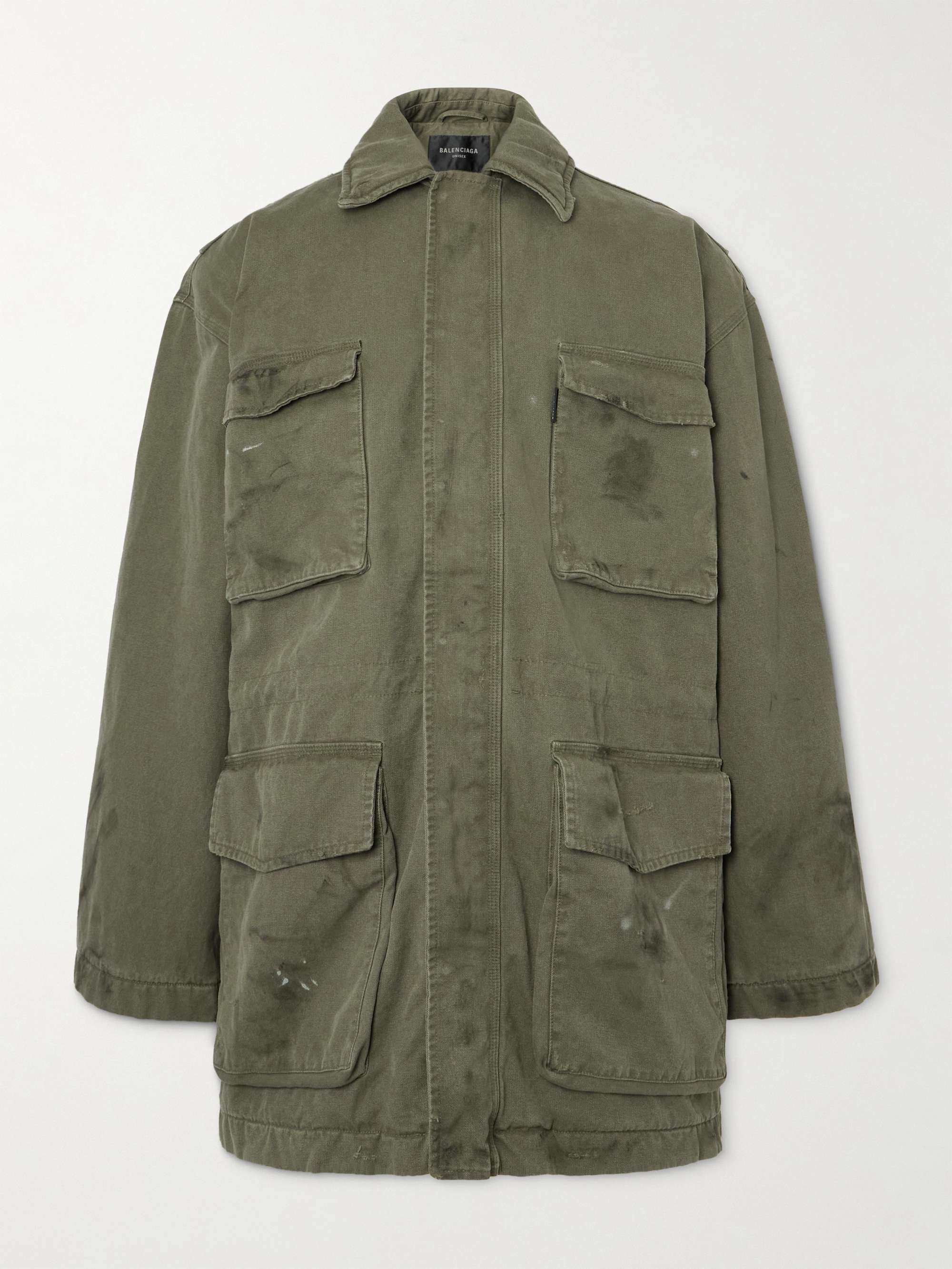 Distressed Cotton-Canvas Coat view