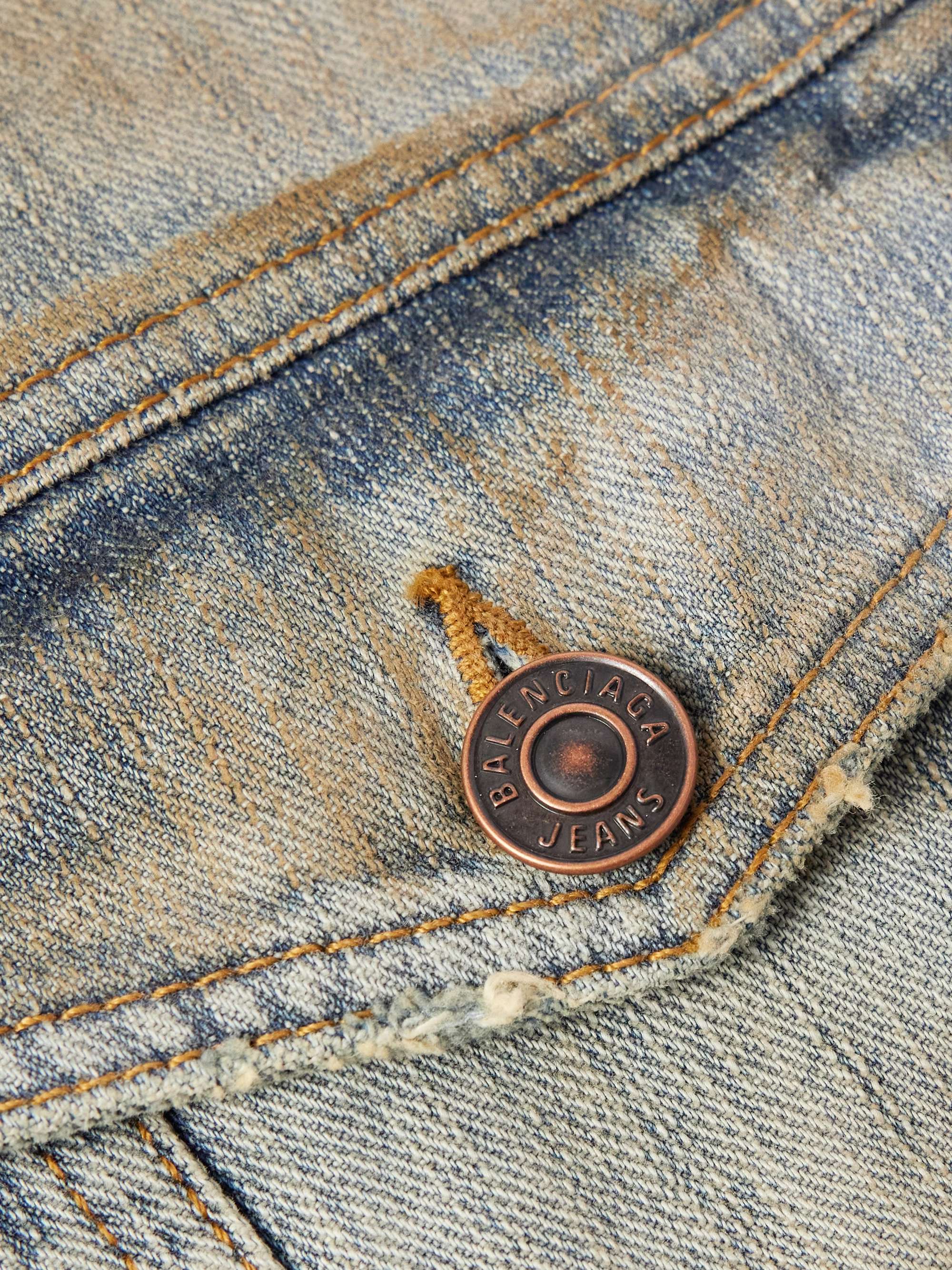 Oversized Distressed Printed Denim Jacket view