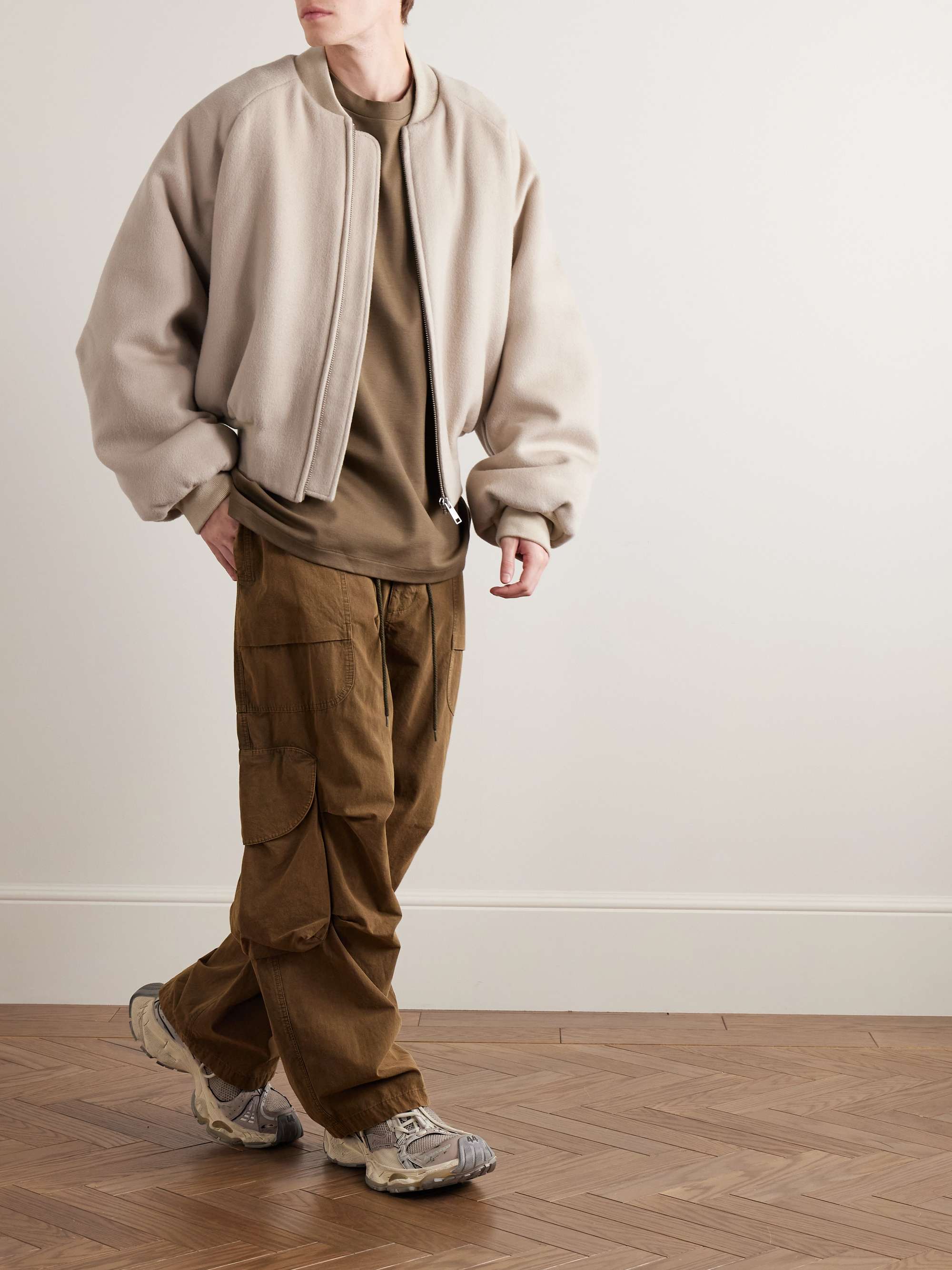 Wool-Blend Felt Bomber Jacket view