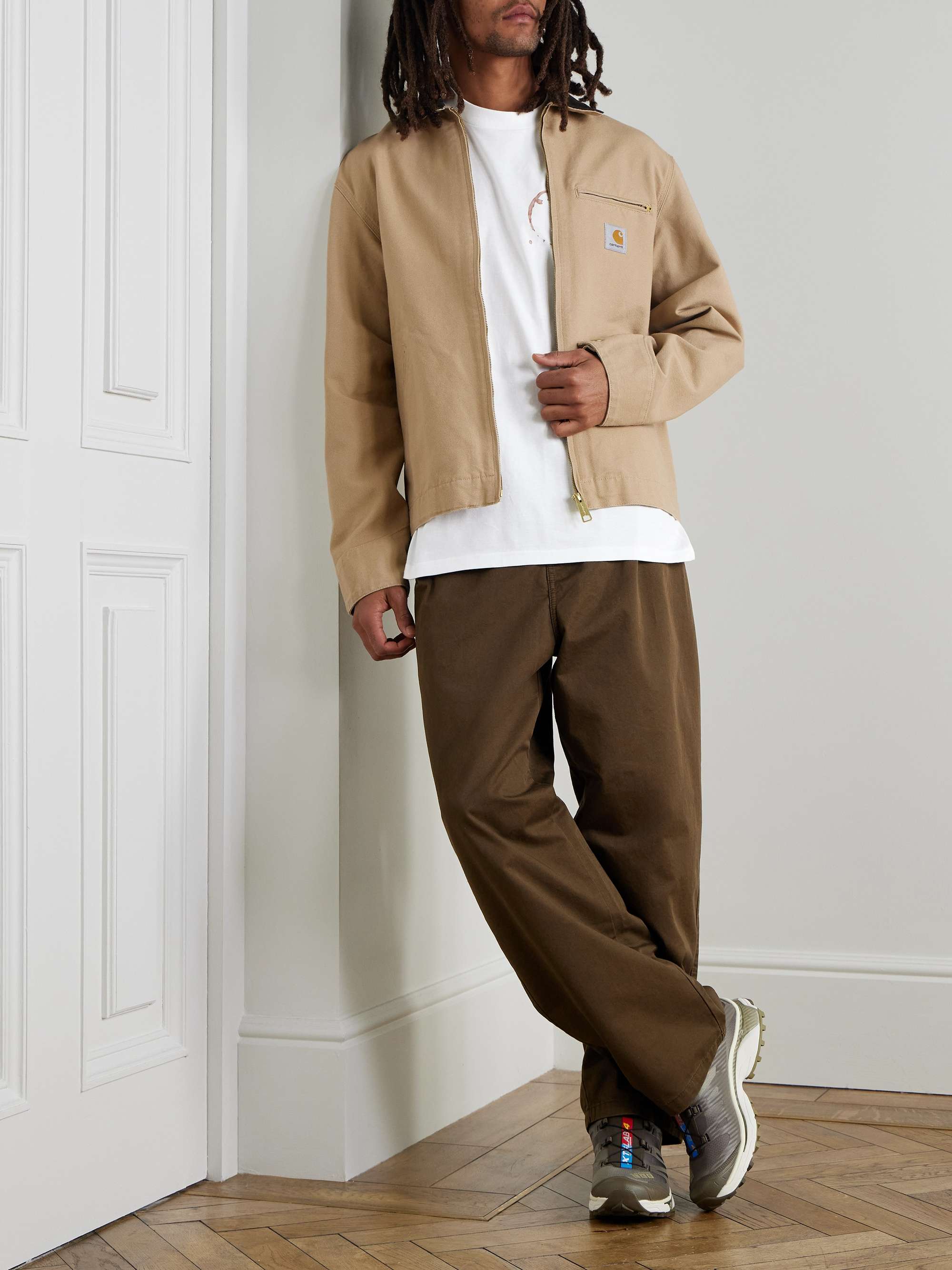 Marv Tapered Pleated Stone-Washed Cotton-Twill Trousers view