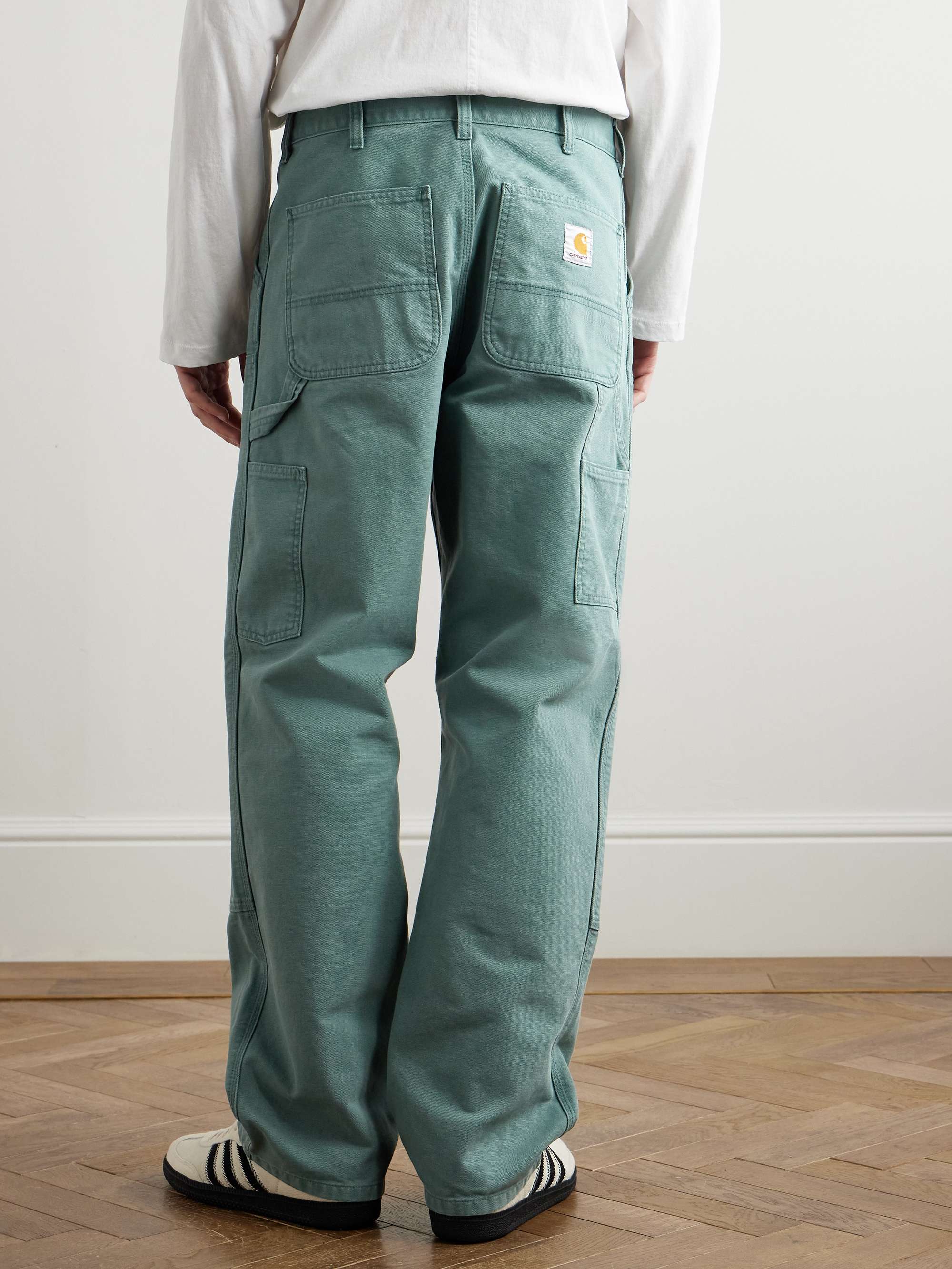 Double Knee Straight-Leg Organic Cotton-Canvas Carpenter Trousers view