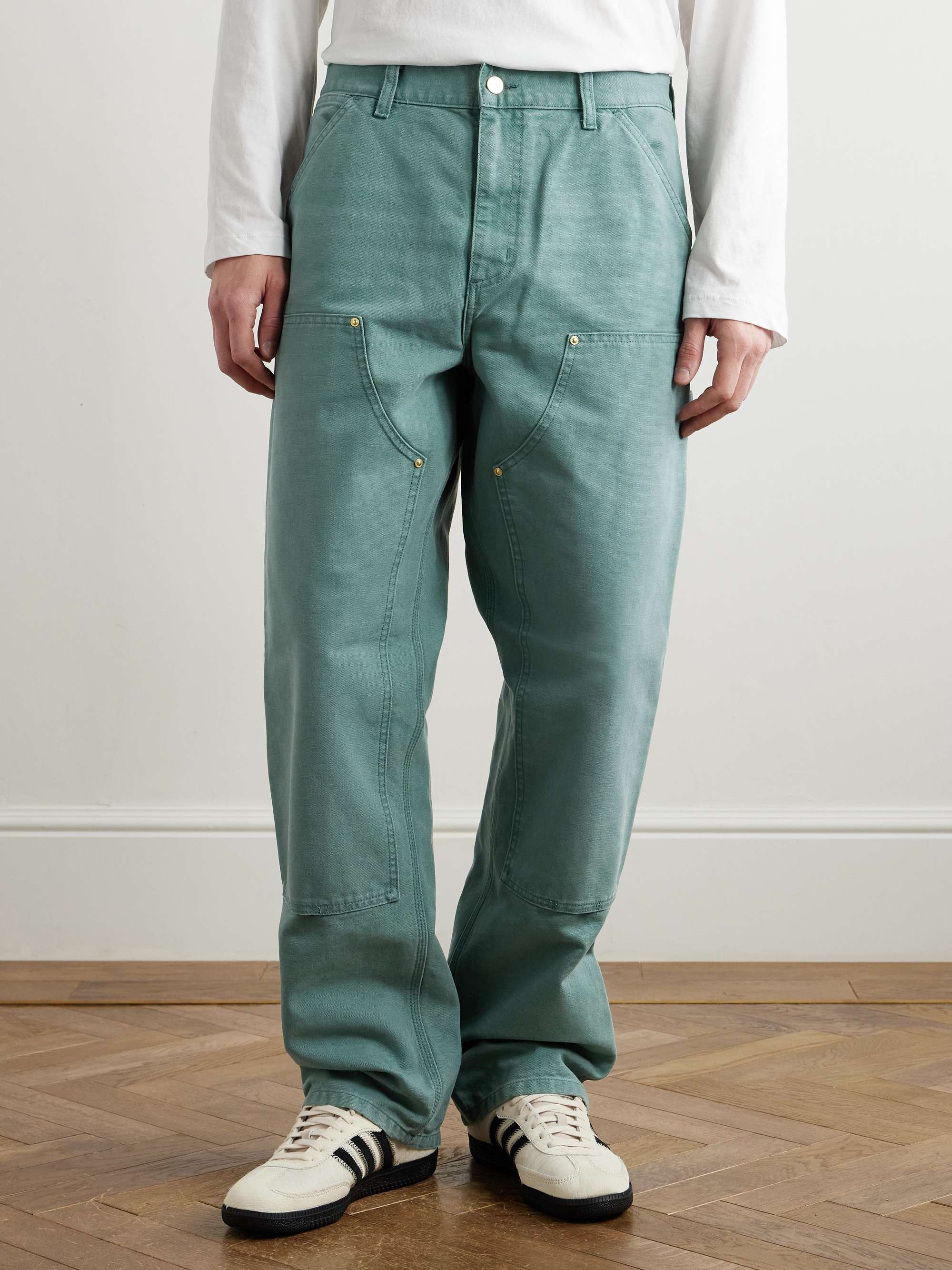 Double Knee Straight-Leg Organic Cotton-Canvas Carpenter Trousers view