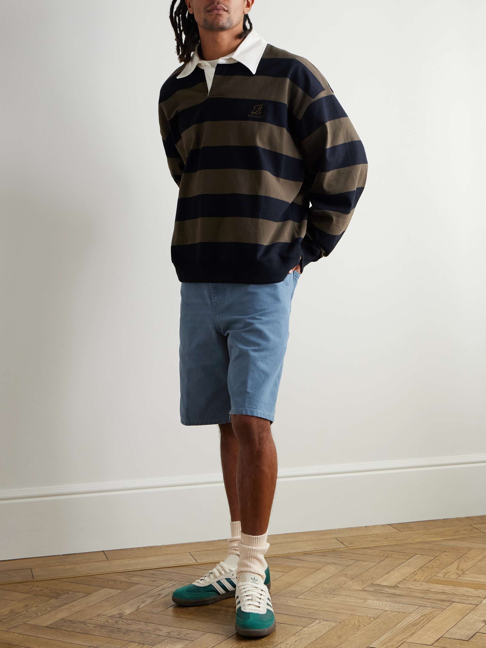 Single Knee Straight-Leg Organic Cotton-Canvas Shorts view