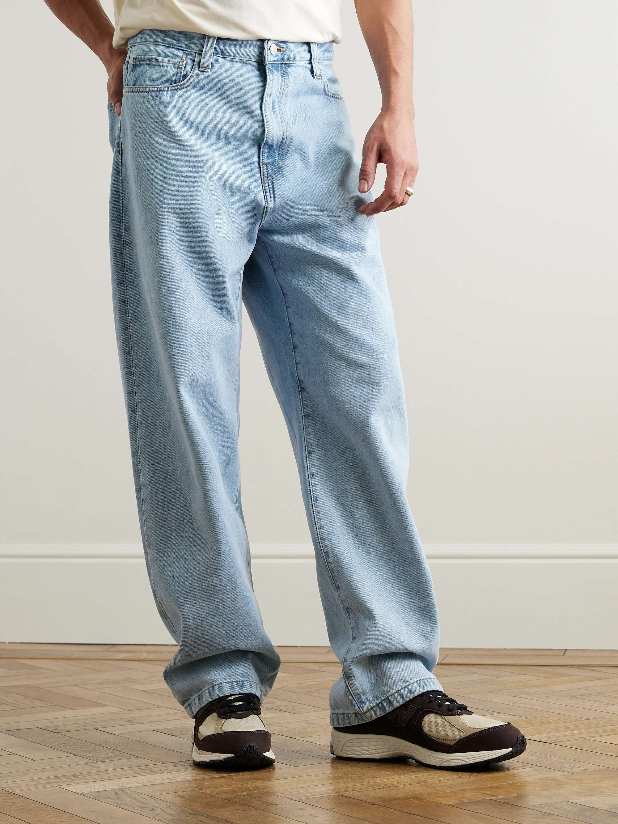 Landon Wide-Leg Logo-Appliquéd Jeans view