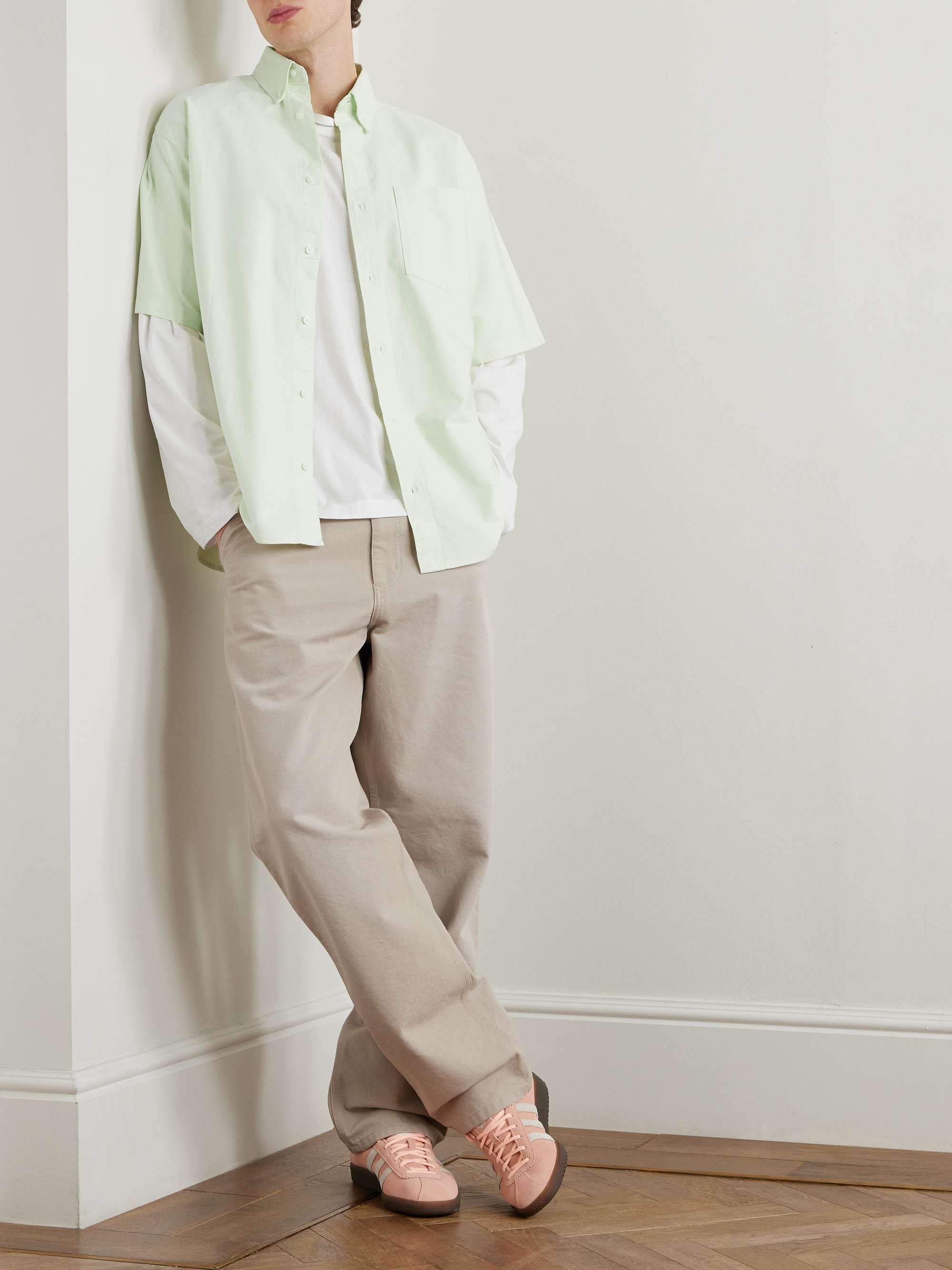 Braxton Button-Down Collar Logo-Embroidered Cotton Oxford Shirt view
