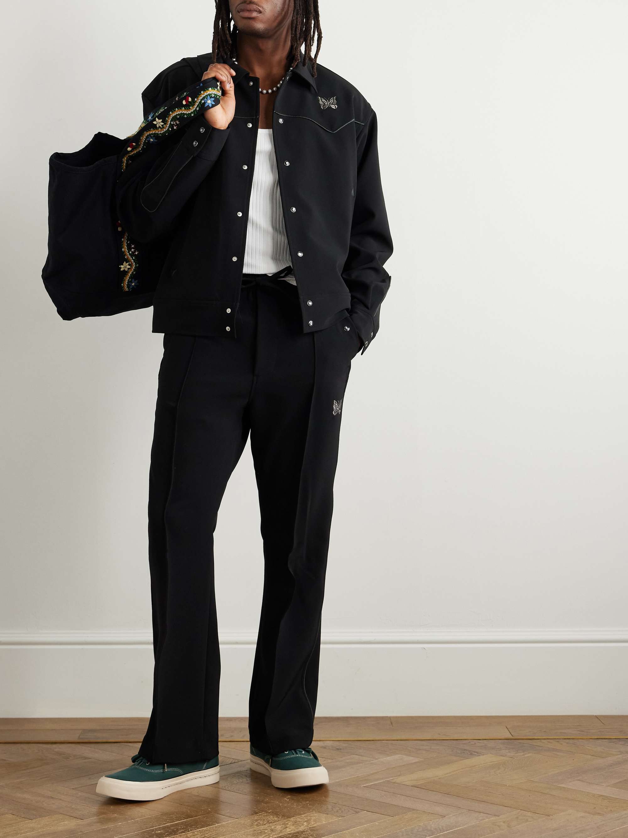 Piping Cowboy Logo-Embroidered Satin-Trimmed Woven Jacket view