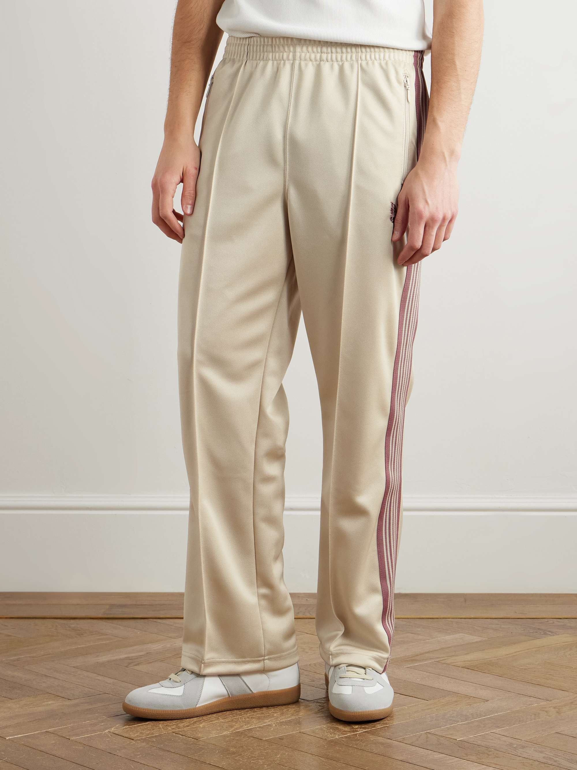 Straight-Leg Webbing-Trimmed Logo-Embroidered Tech-Jersey Track Pants view
