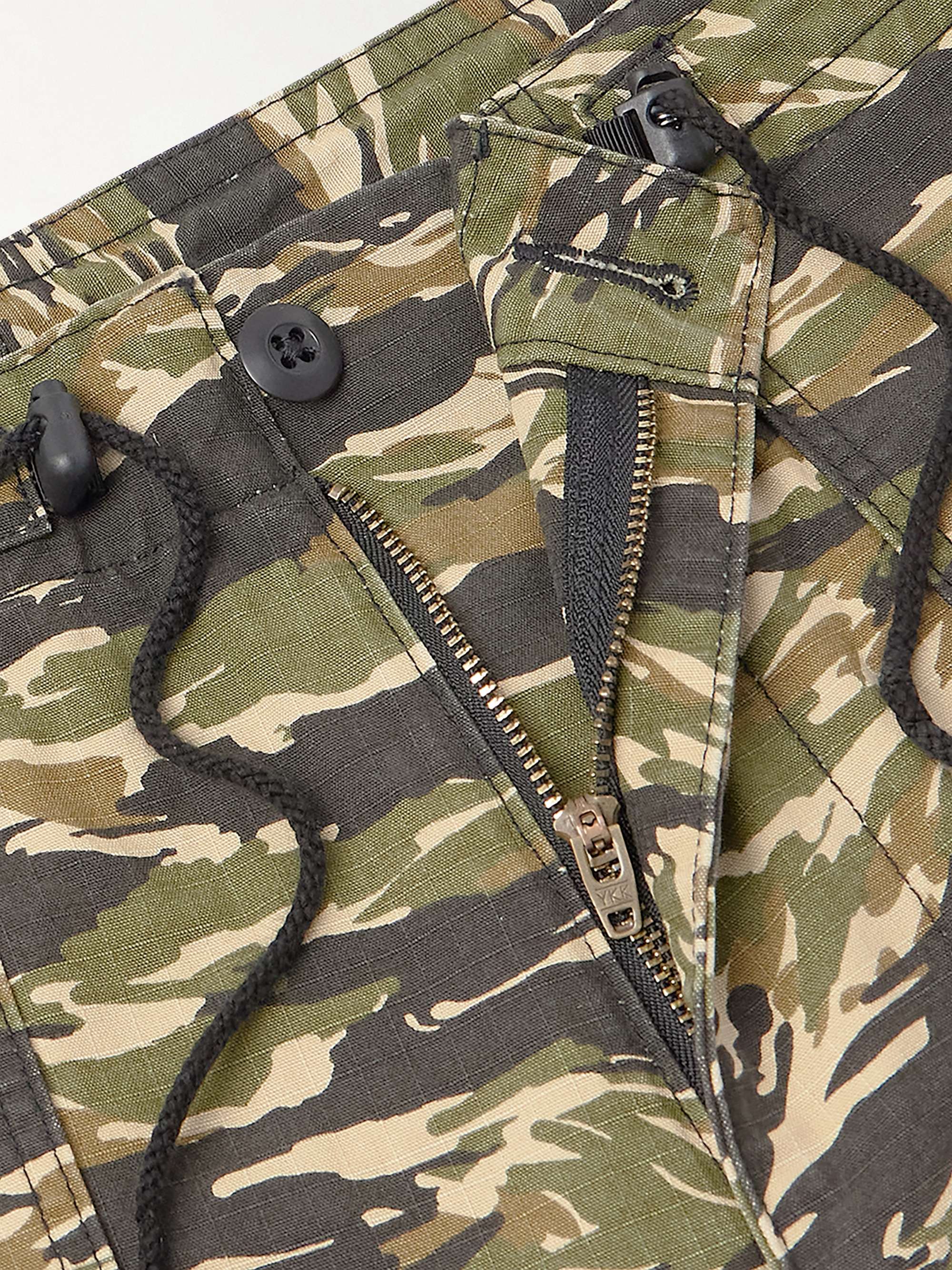 String Fatigue Straight-Leg Camouflage-Print Cotton-Ripstop Drawstring Trousers view