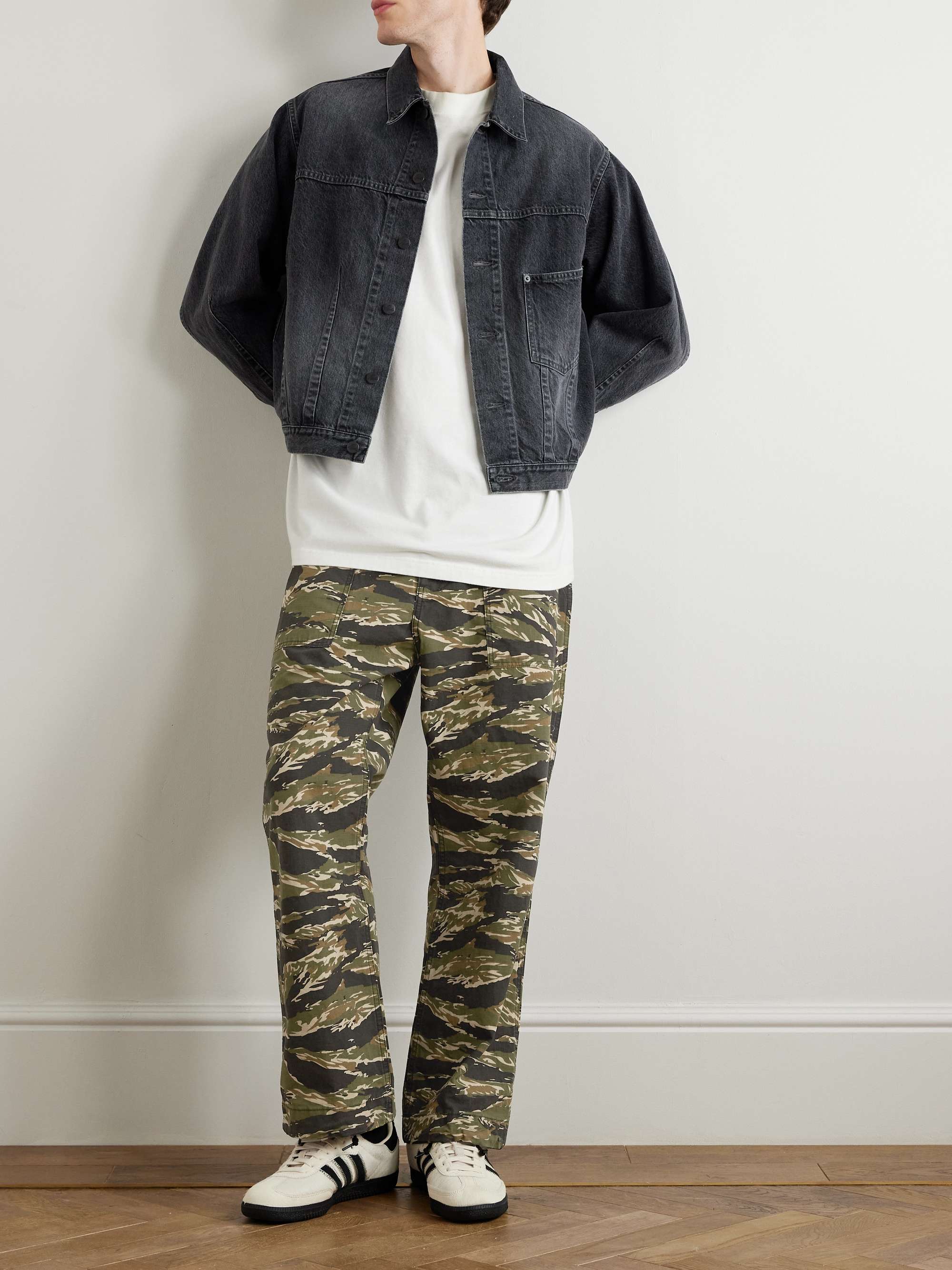 String Fatigue Straight-Leg Camouflage-Print Cotton-Ripstop Drawstring Trousers view