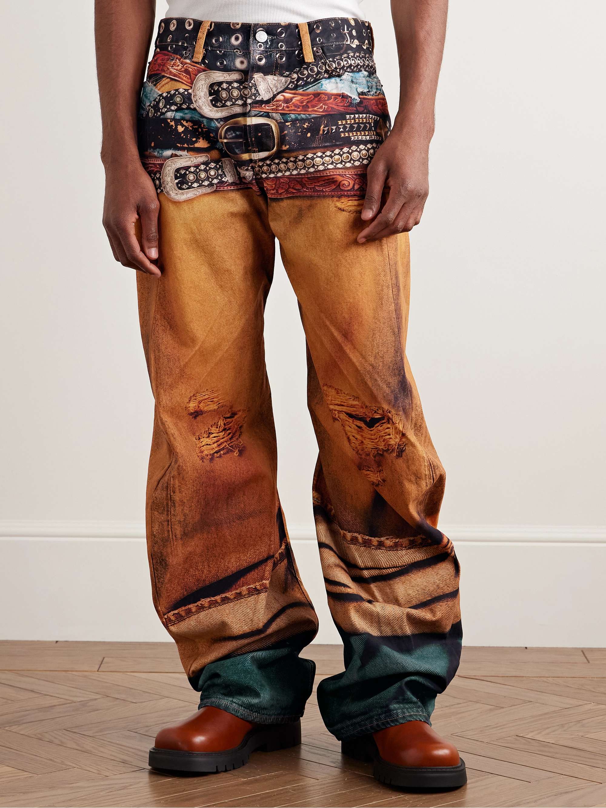 Wide-Leg Printed Cotton-Canvas Trousers view