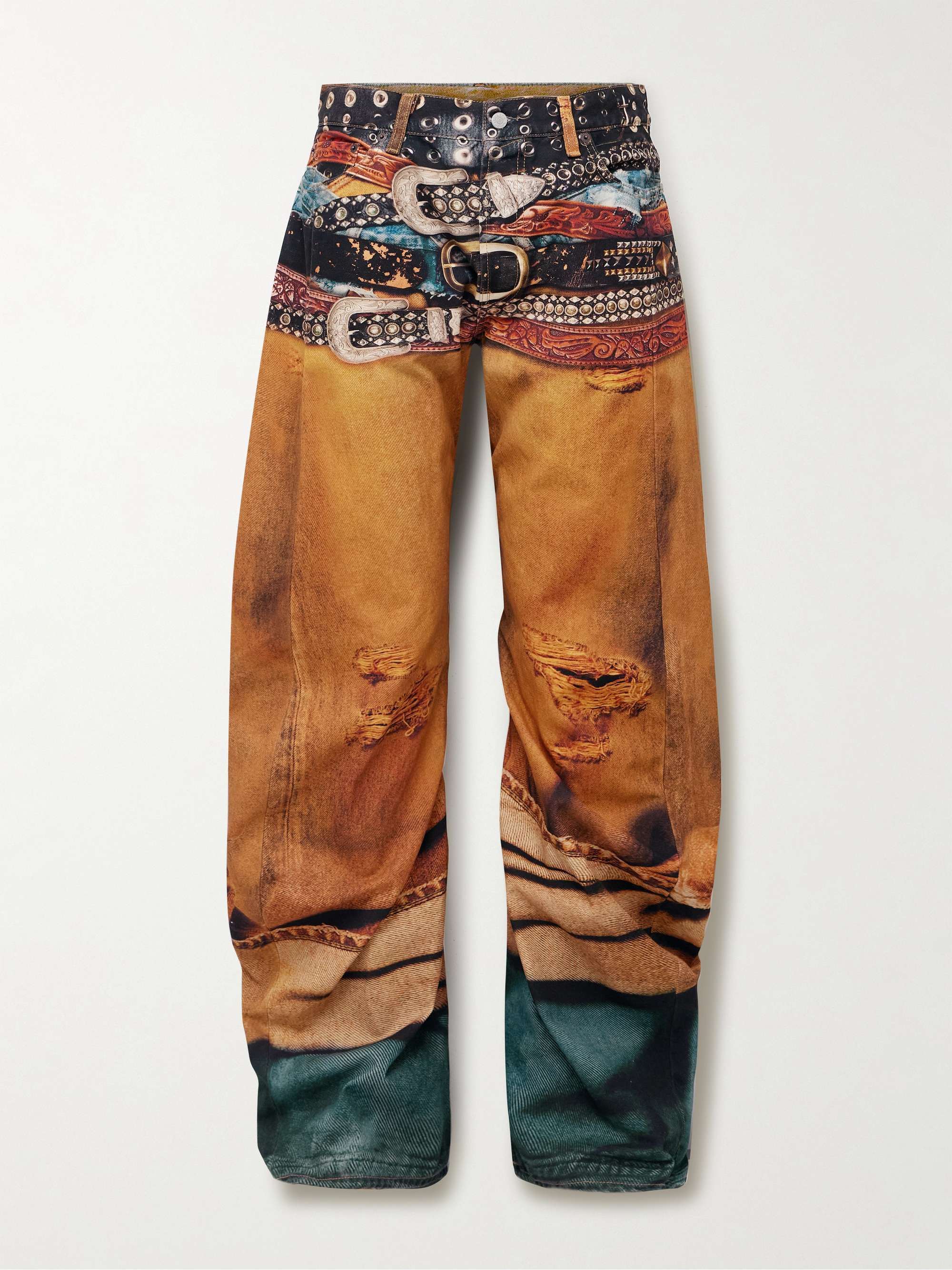 Wide-Leg Printed Cotton-Canvas Trousers view