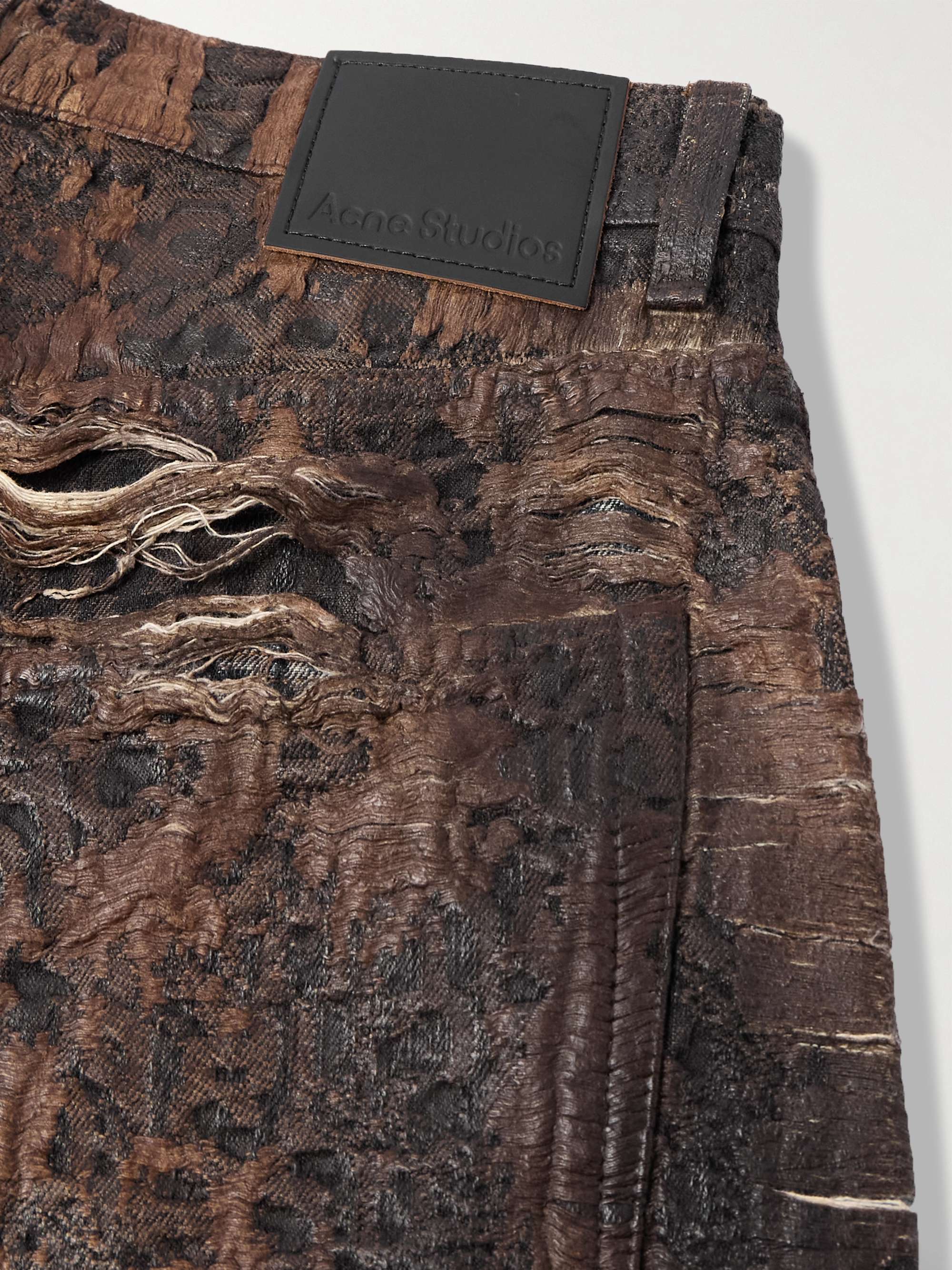 Wide-Leg Distressed Coated Jeans view