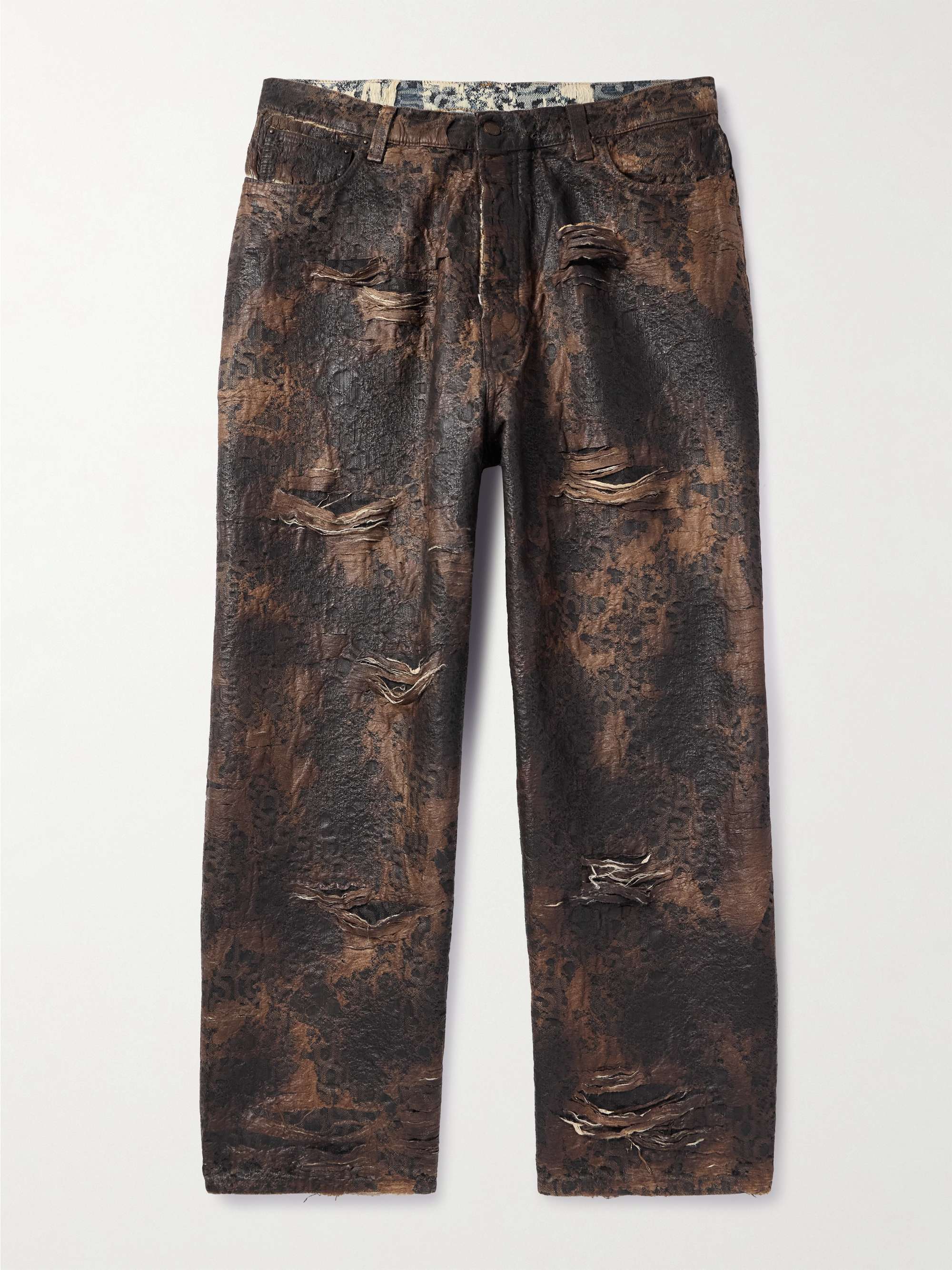 Wide-Leg Distressed Coated Jeans view