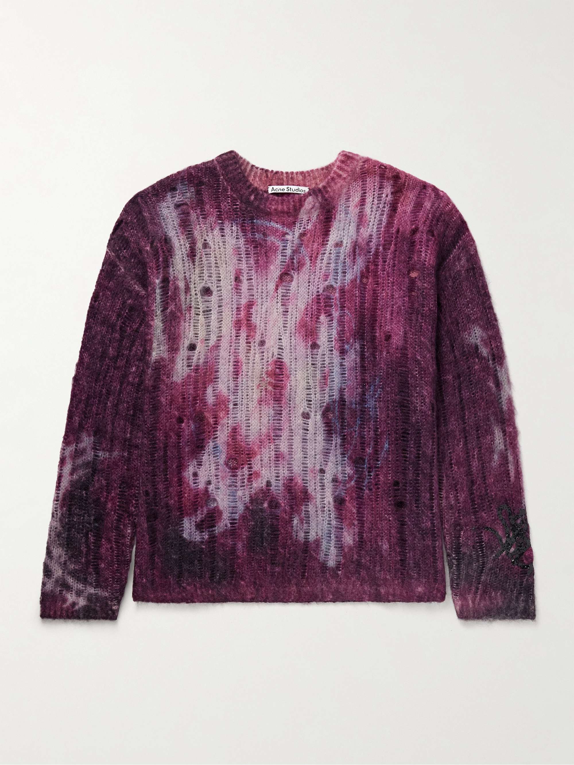 Tie-Dyed Distressed Knitted Sweater view