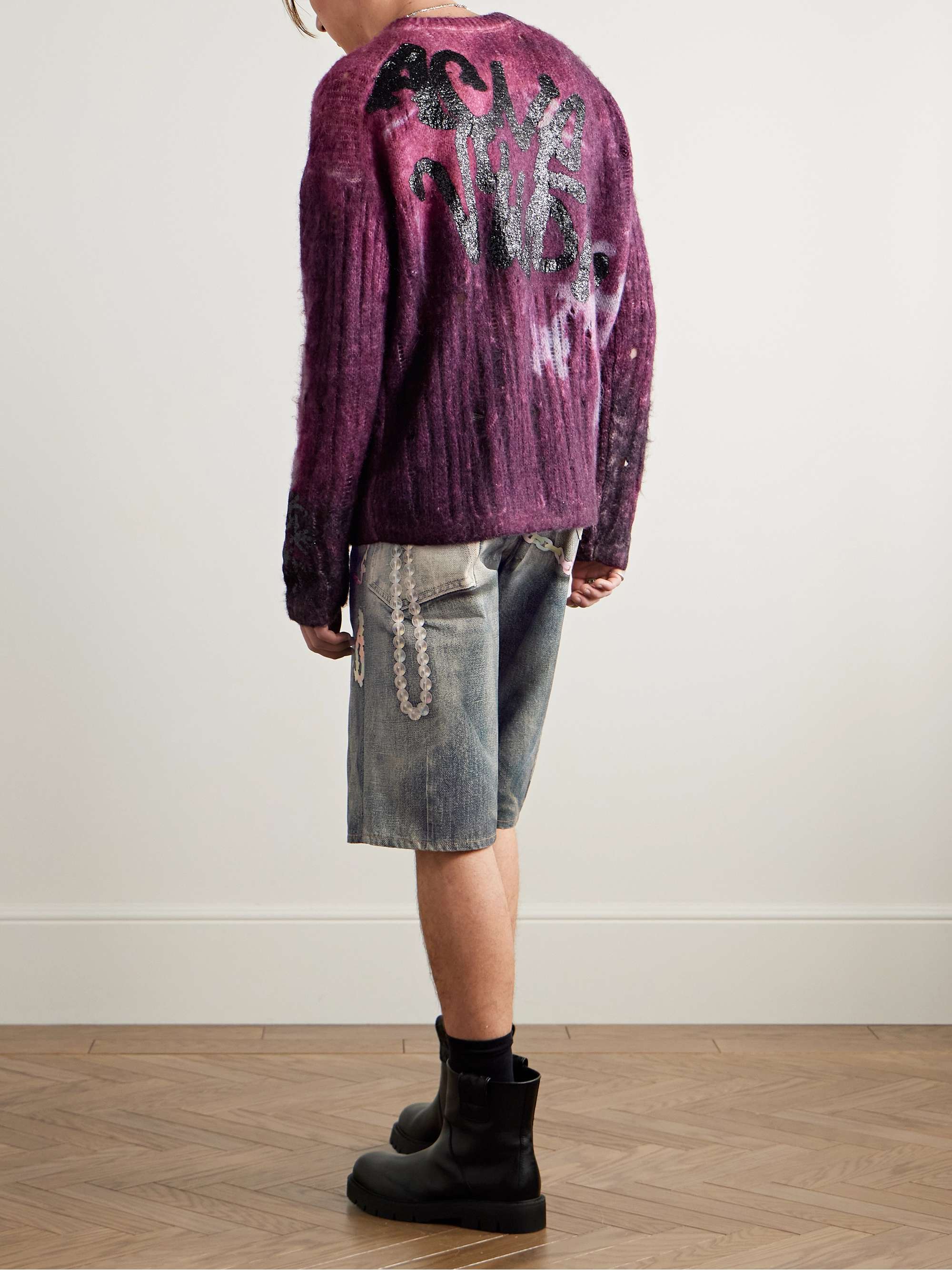Tie-Dyed Distressed Knitted Sweater view