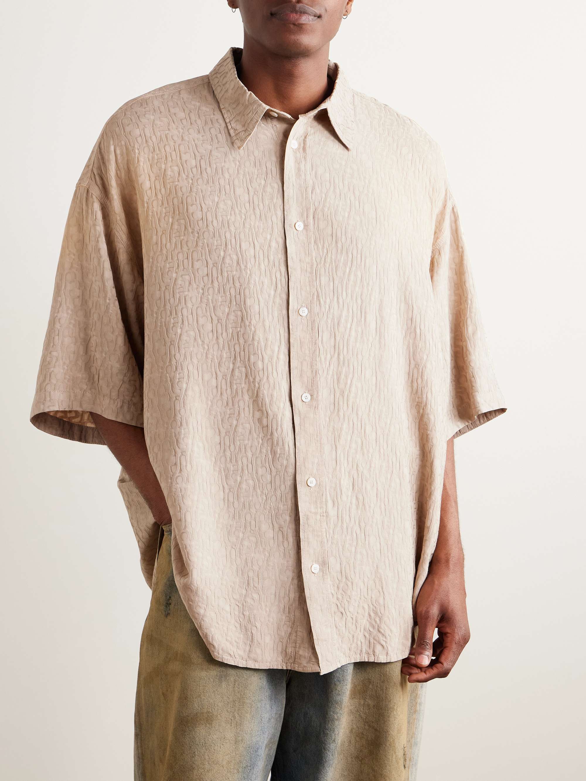 Setar Oversized Satin-Jacquard Shirt view
