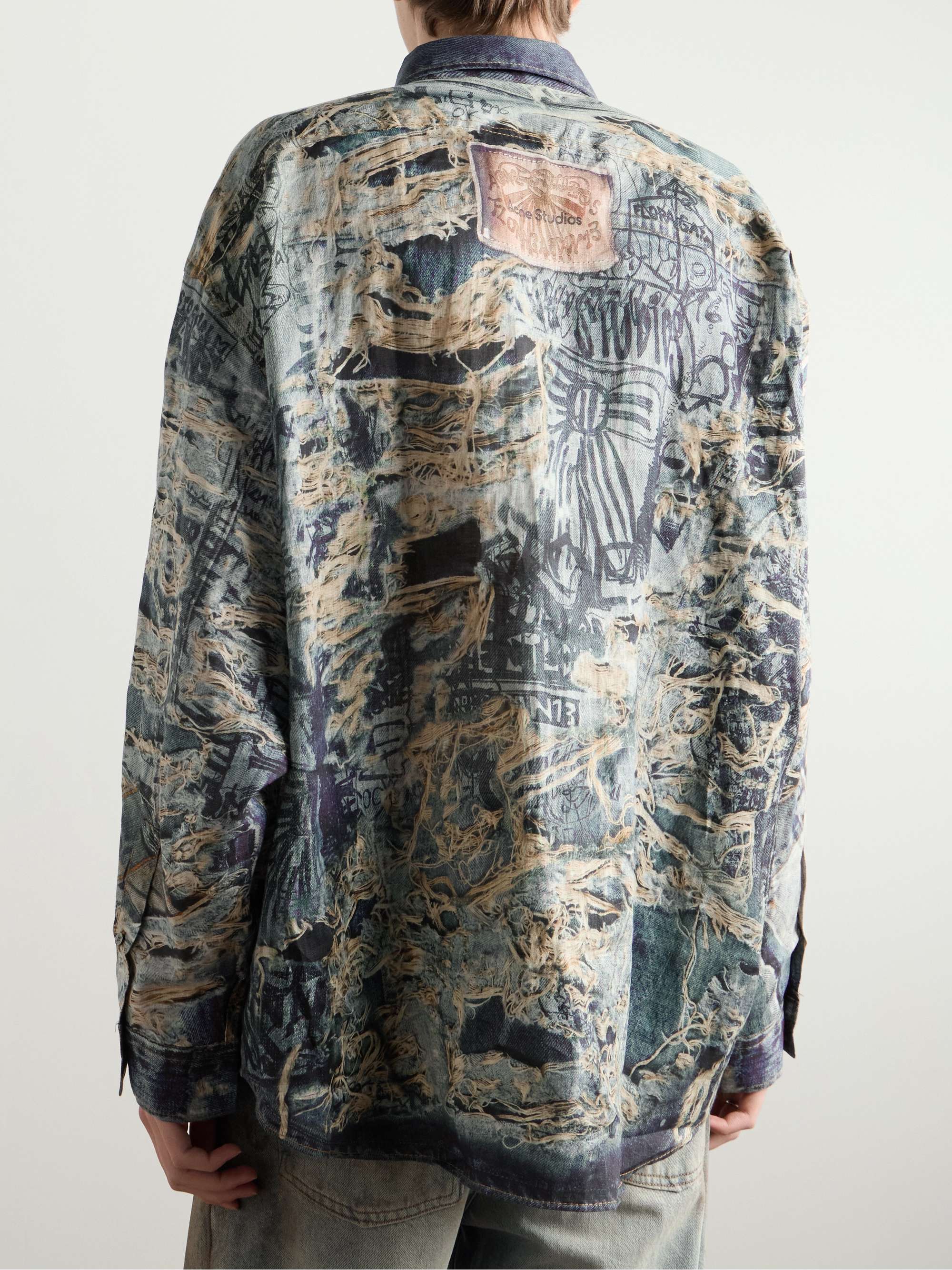 Logo-Appliquéd Printed Linen Shirt view