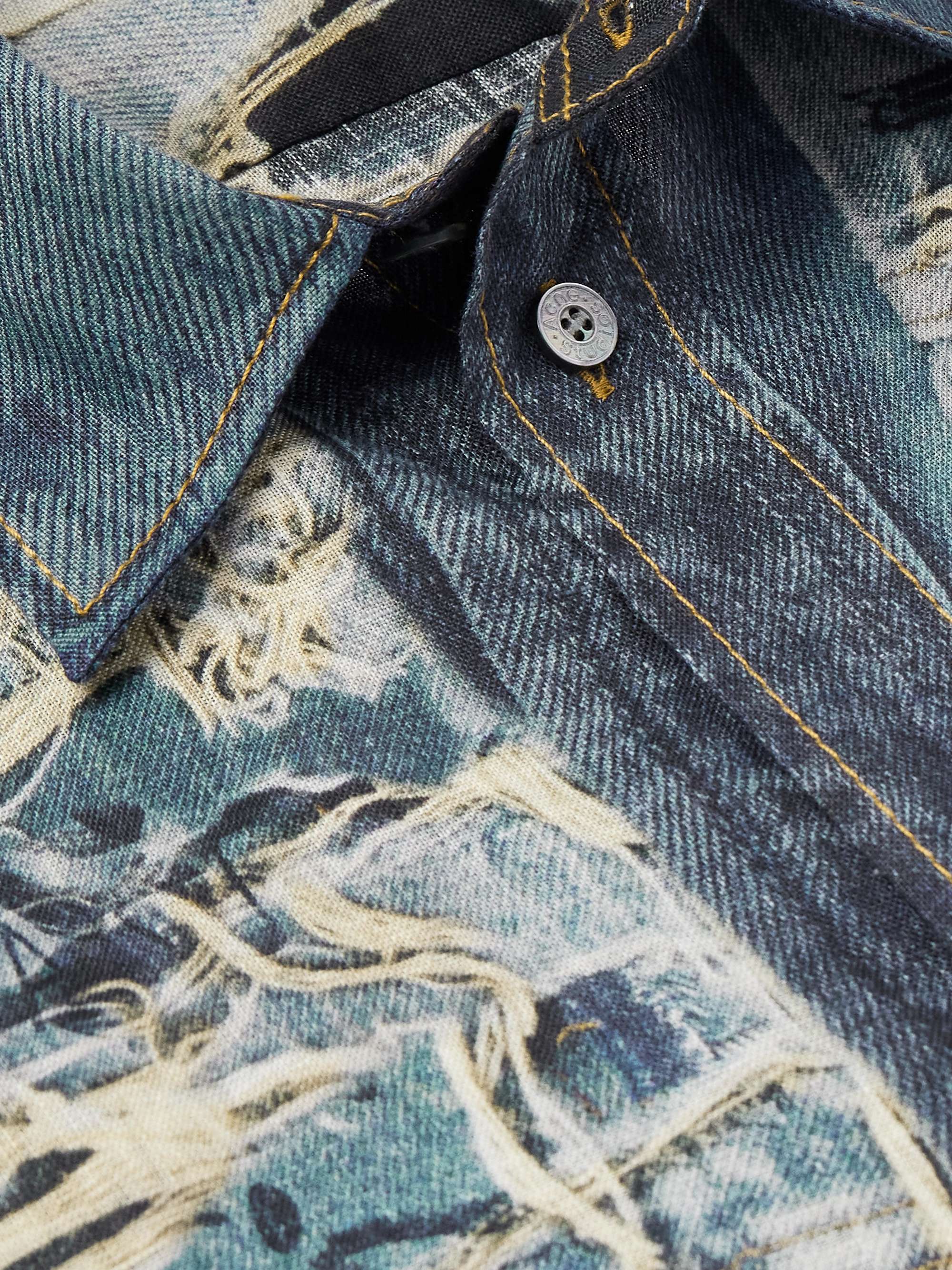 Logo-Appliquéd Printed Linen Shirt view