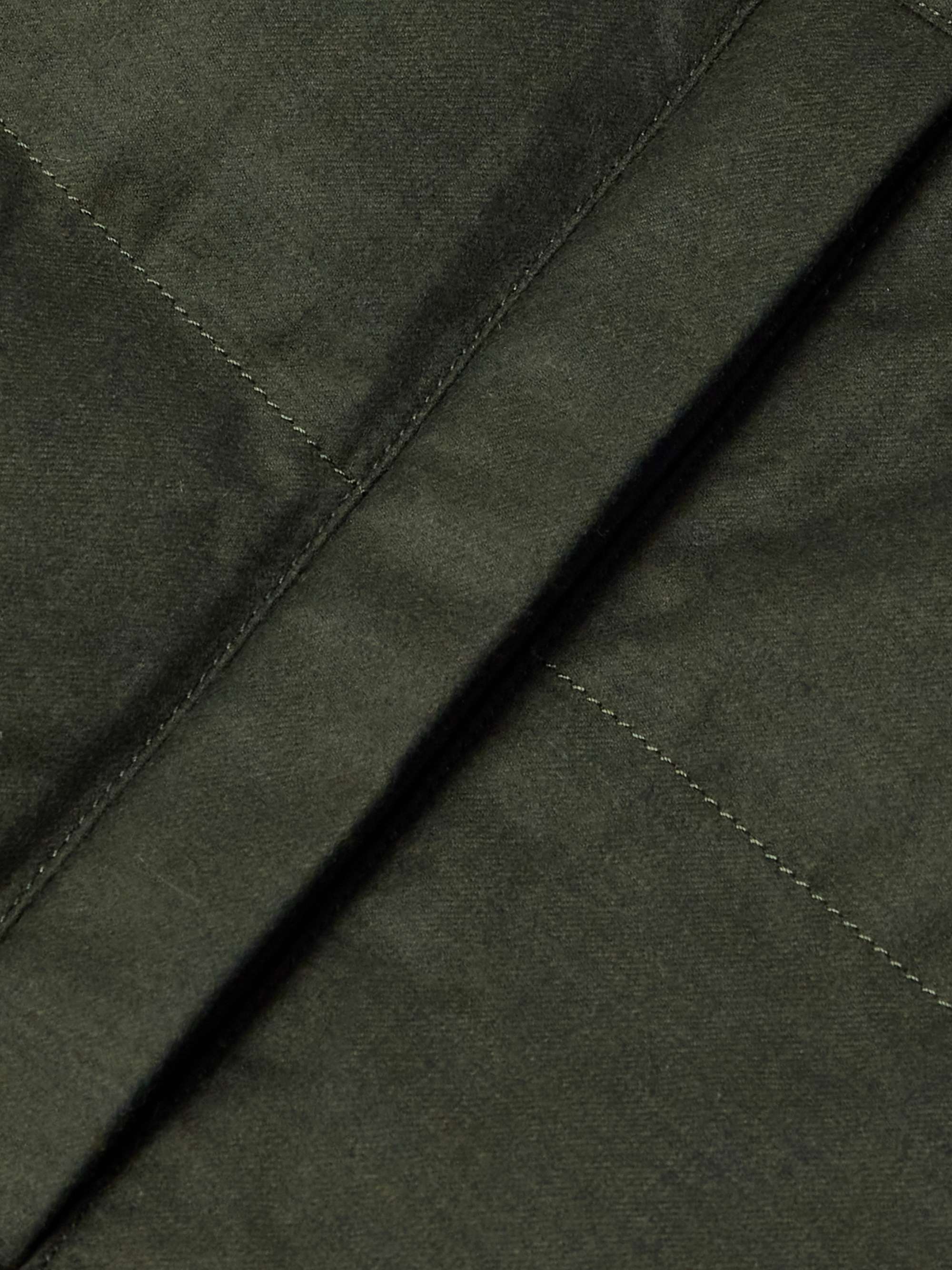 Shearling-Trimmed Quilted Wool and Silk-Blend Hooded Down Jacket view