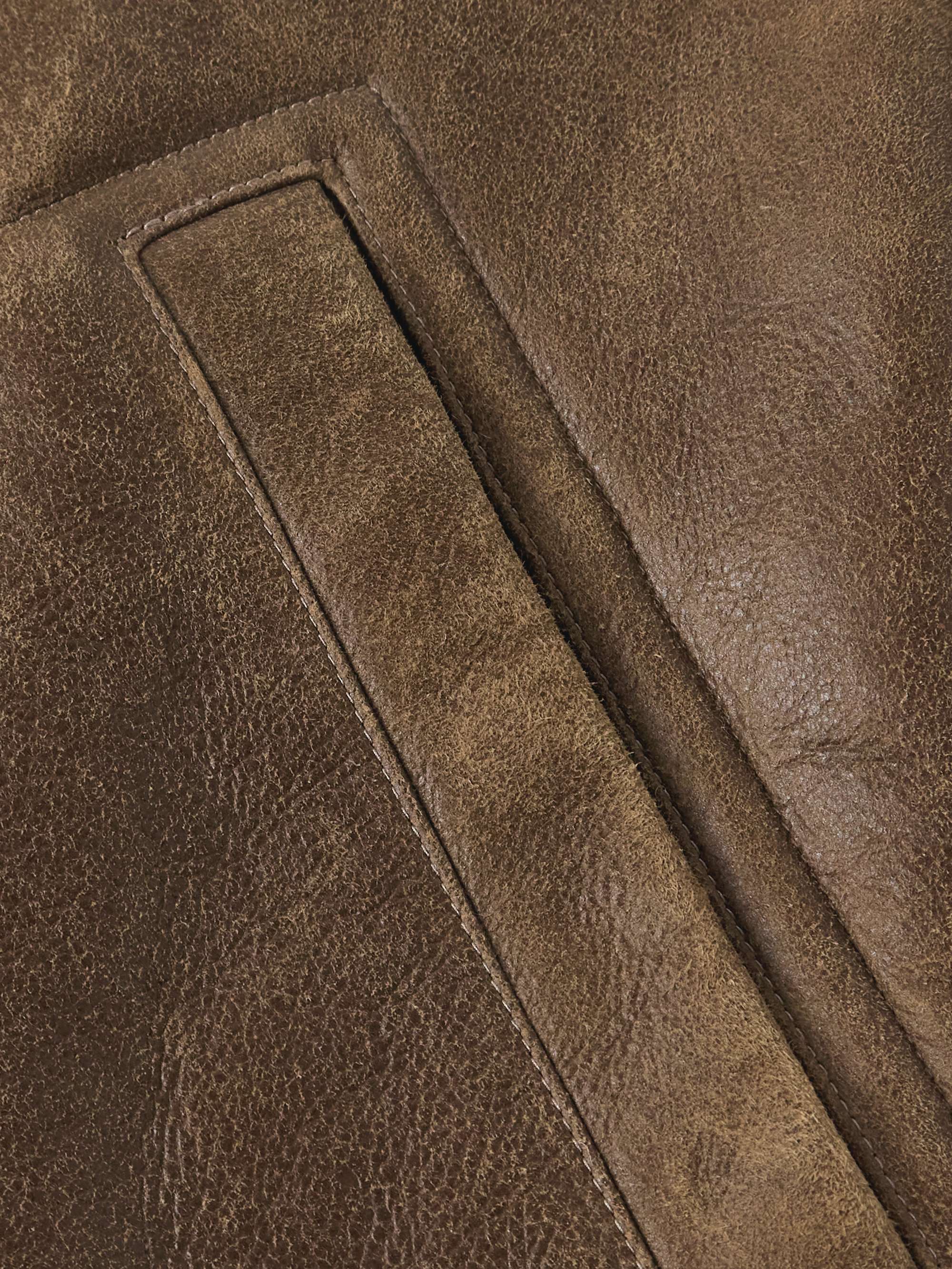 Shearling-Lined Leather Aviator Jacket view