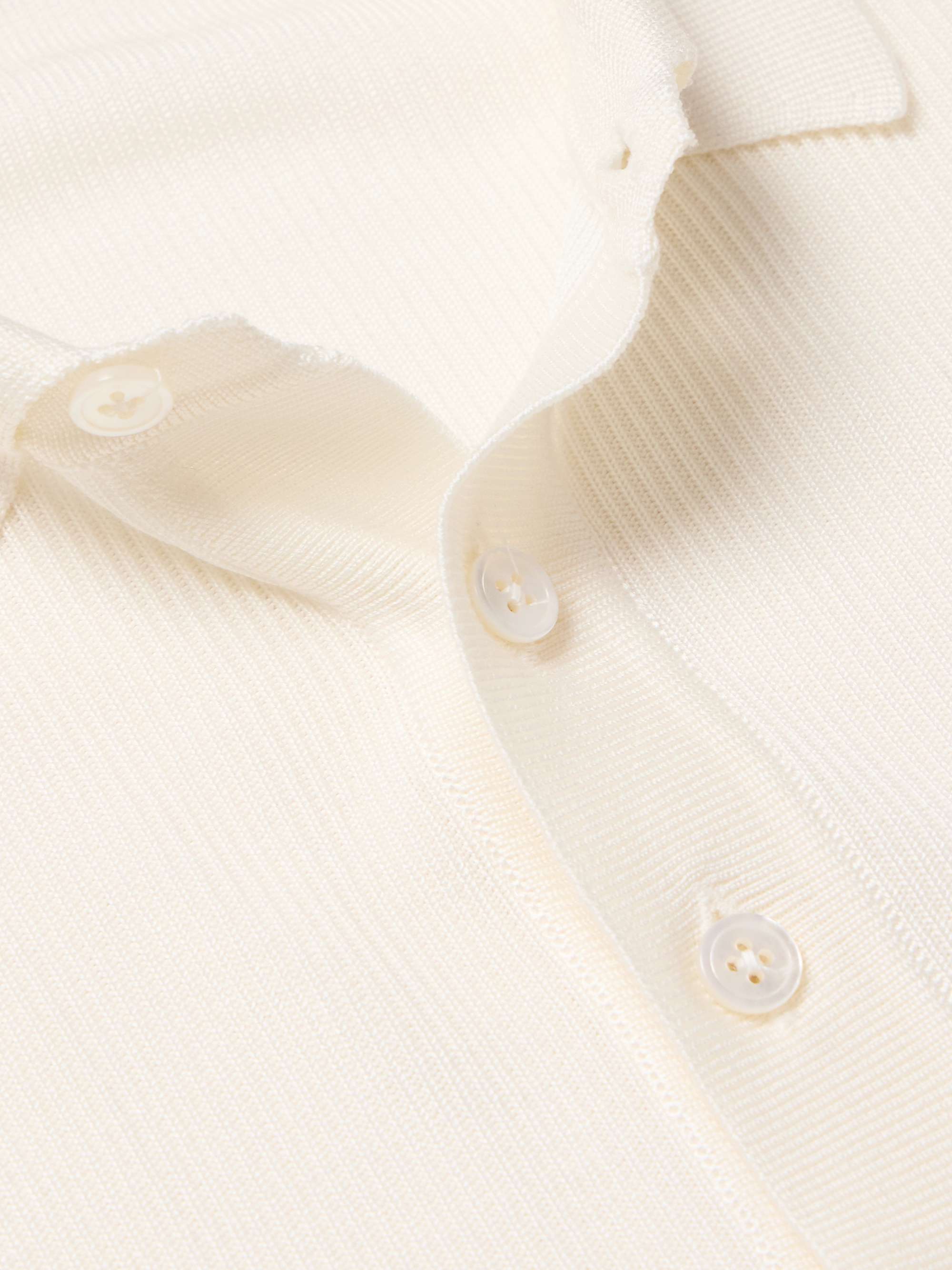 Ribbed Silk-Blend Polo Shirt view