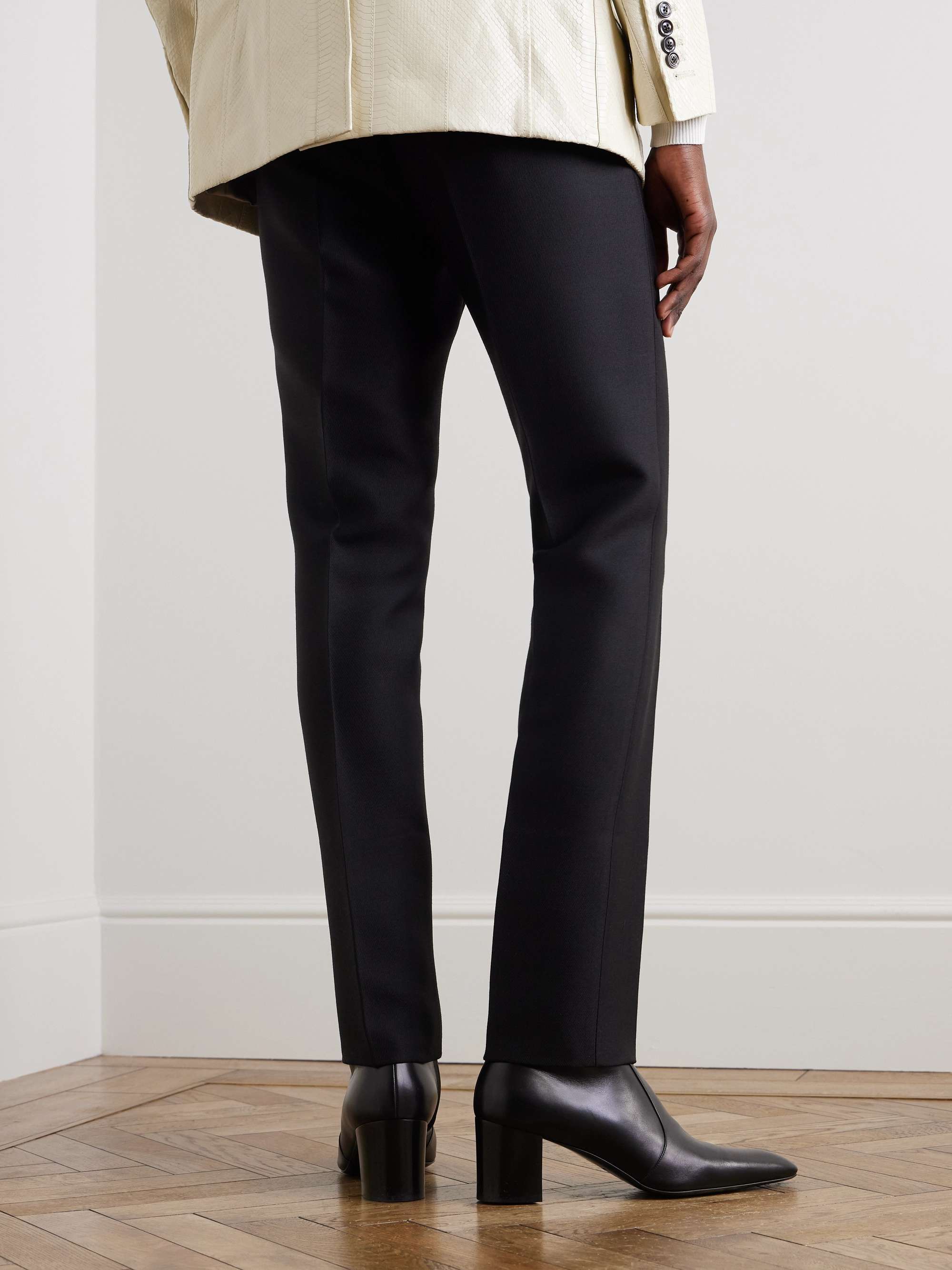 Dyllan Slim-Fit Tapered Wool-Blend Twill Trousers view
