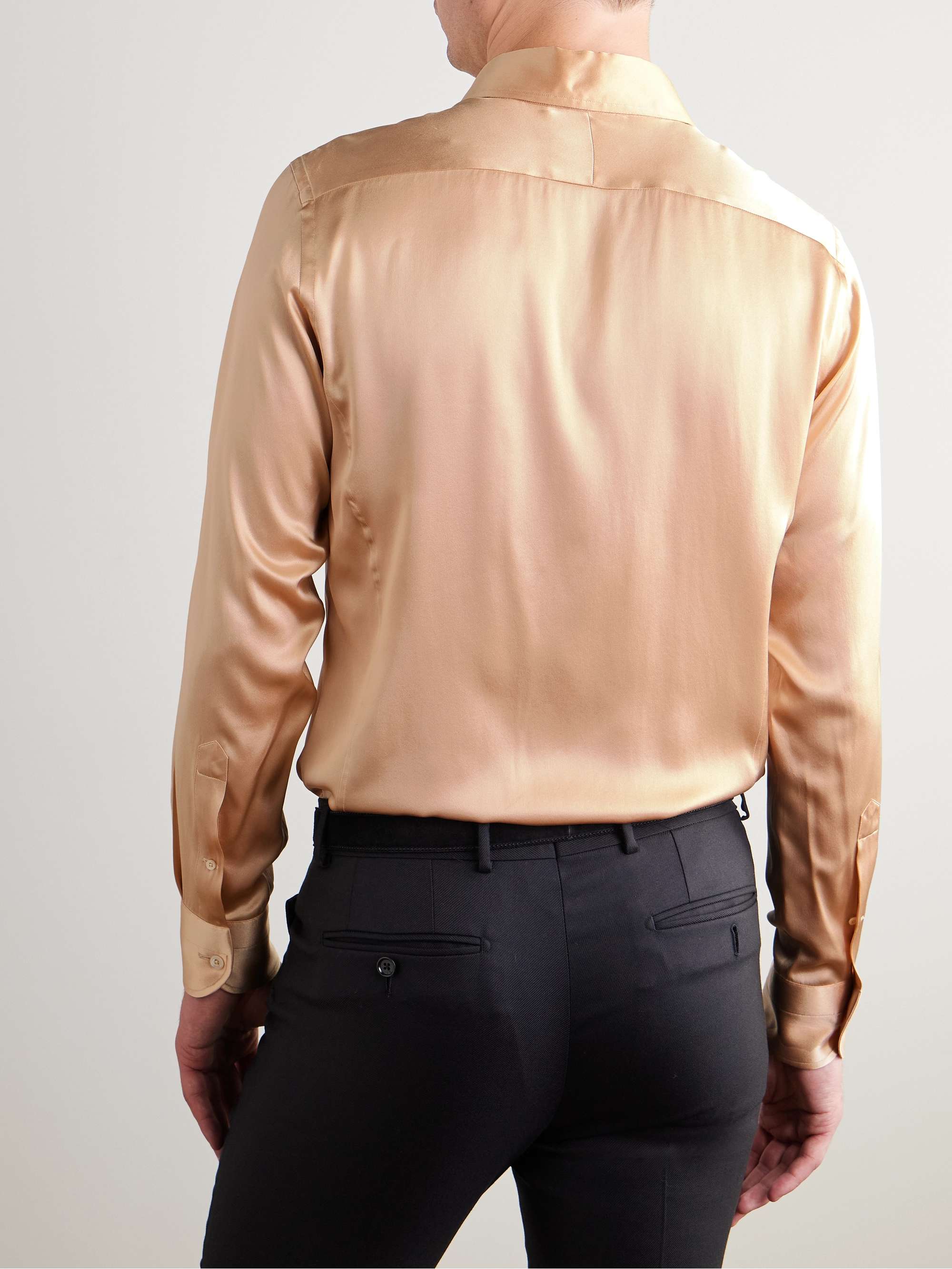 Pintucked Silk-Charmeuse Shirt view