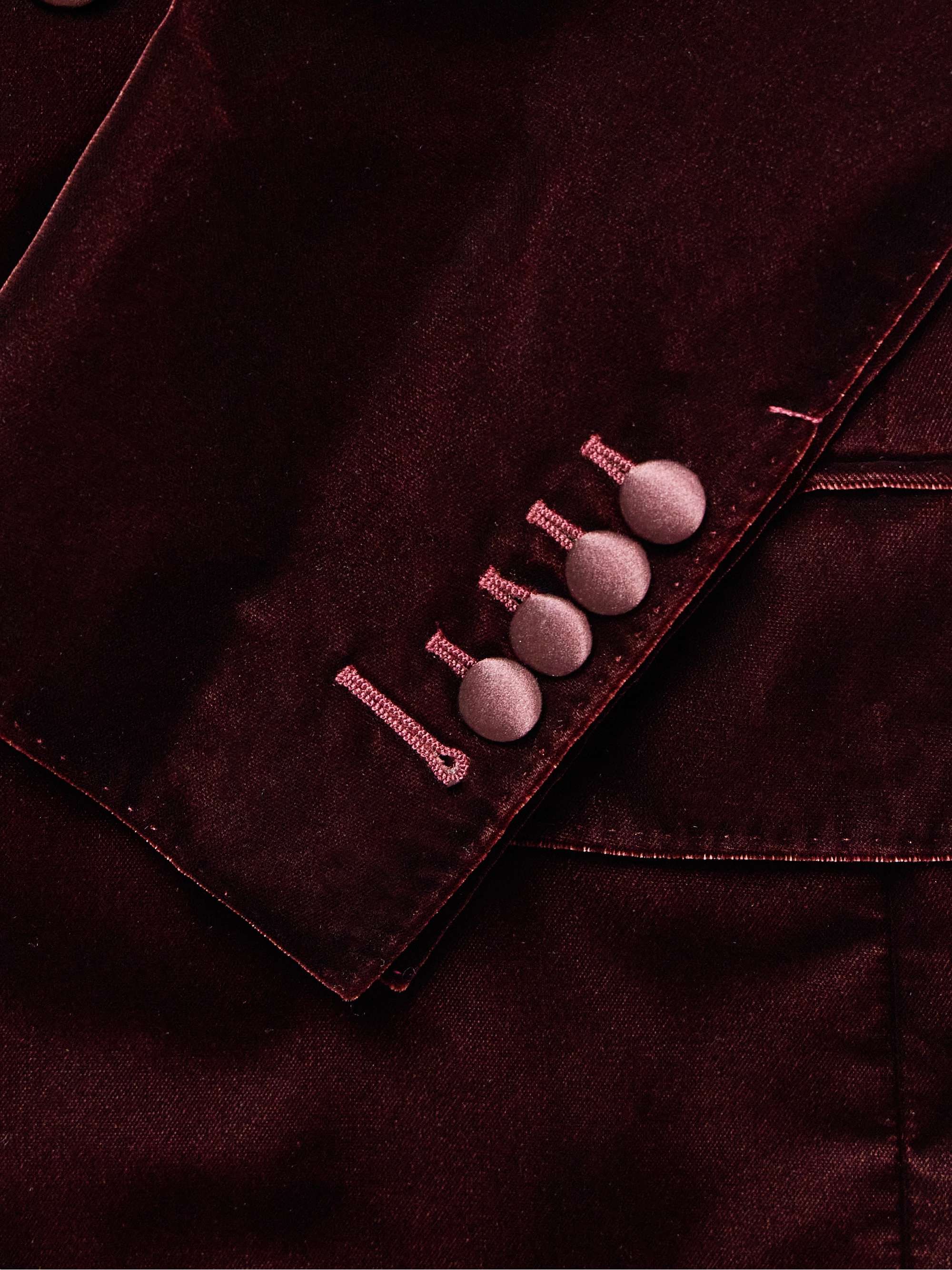 Dyllan Double-Breasted Satin-Trimmed Velvet Tuxedo Jacket view
