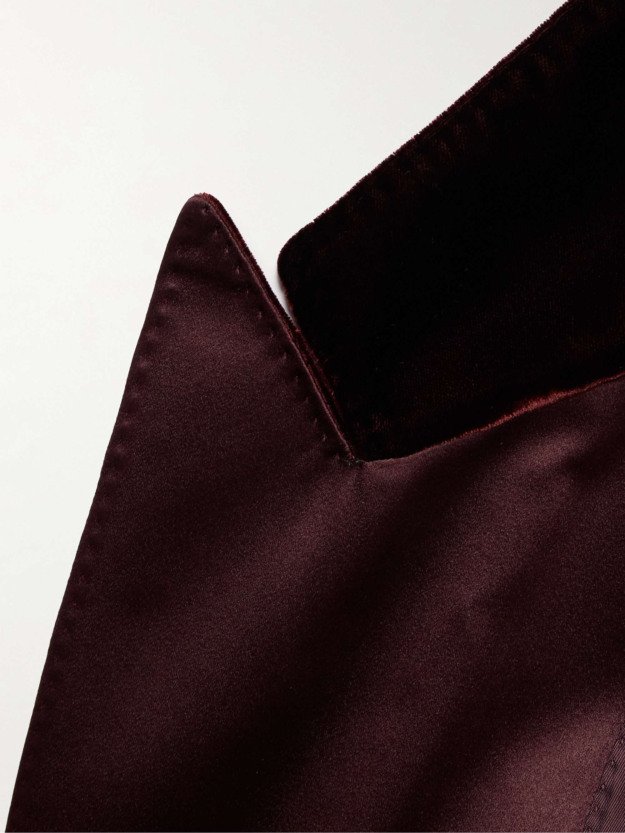Dyllan Double-Breasted Satin-Trimmed Velvet Tuxedo Jacket view