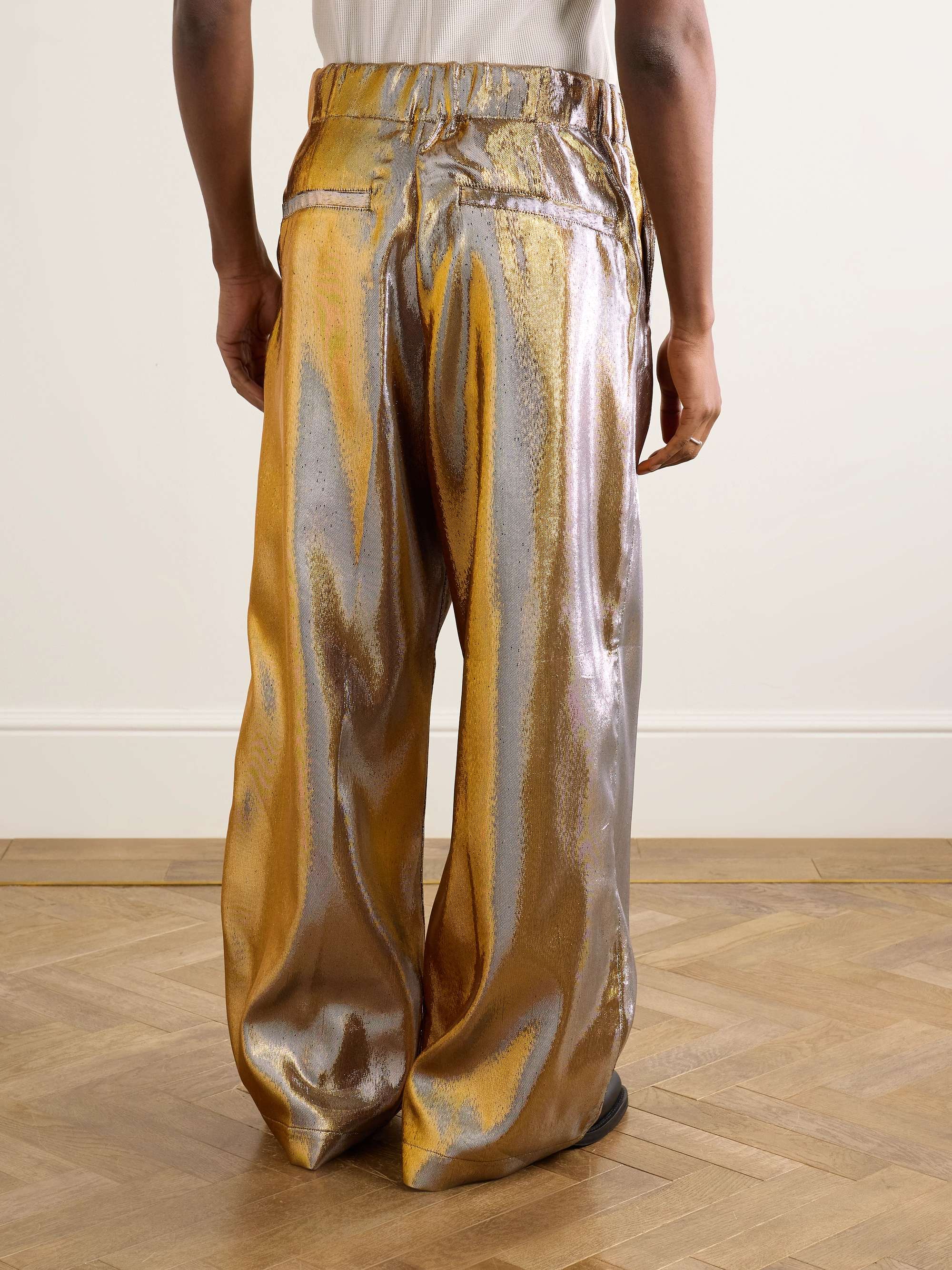 Wide-Leg Lamé Suit Trousers view