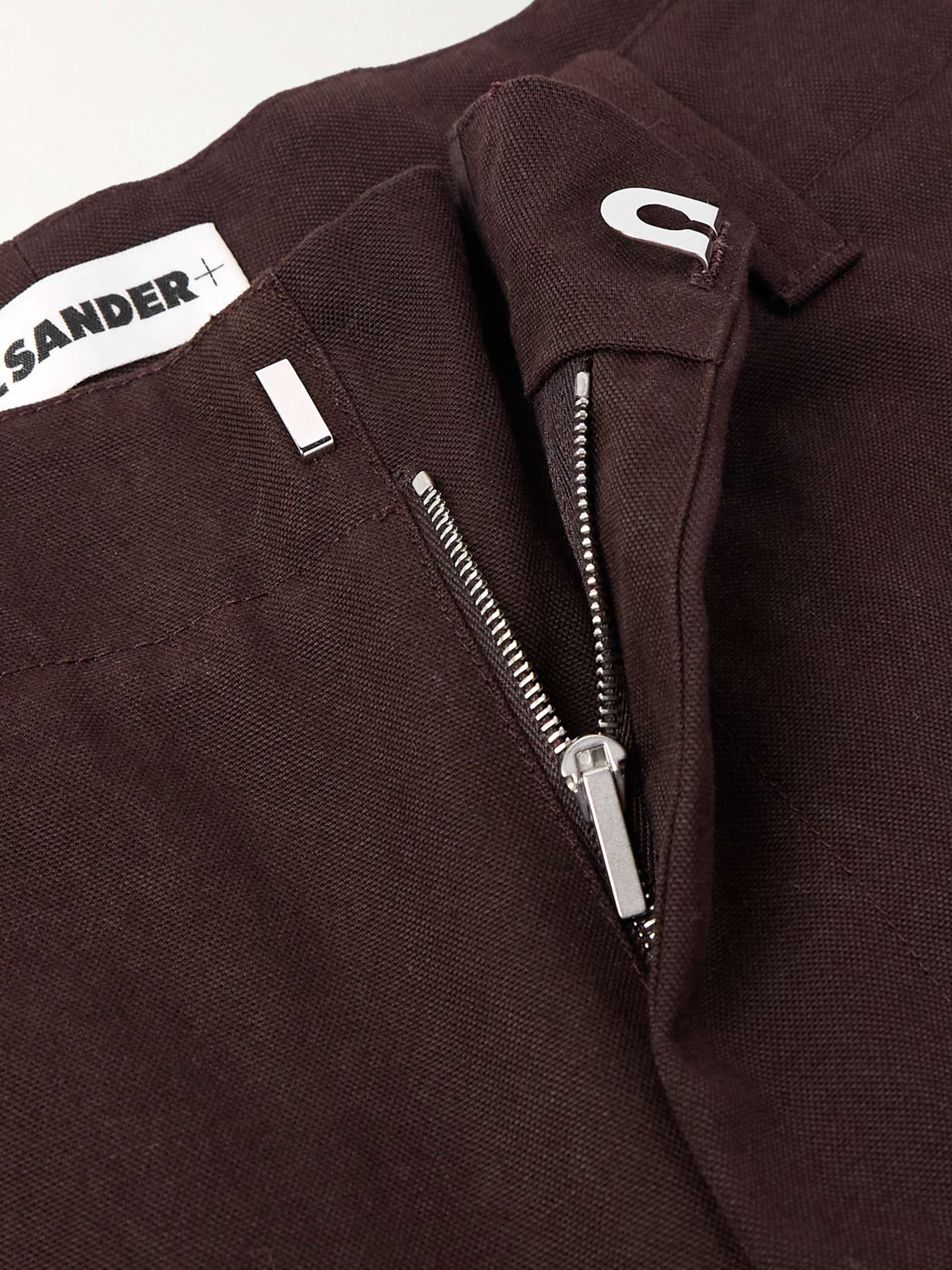 Wide-Leg Logo-Appliquéd Cotton-Canvas Trousers view
