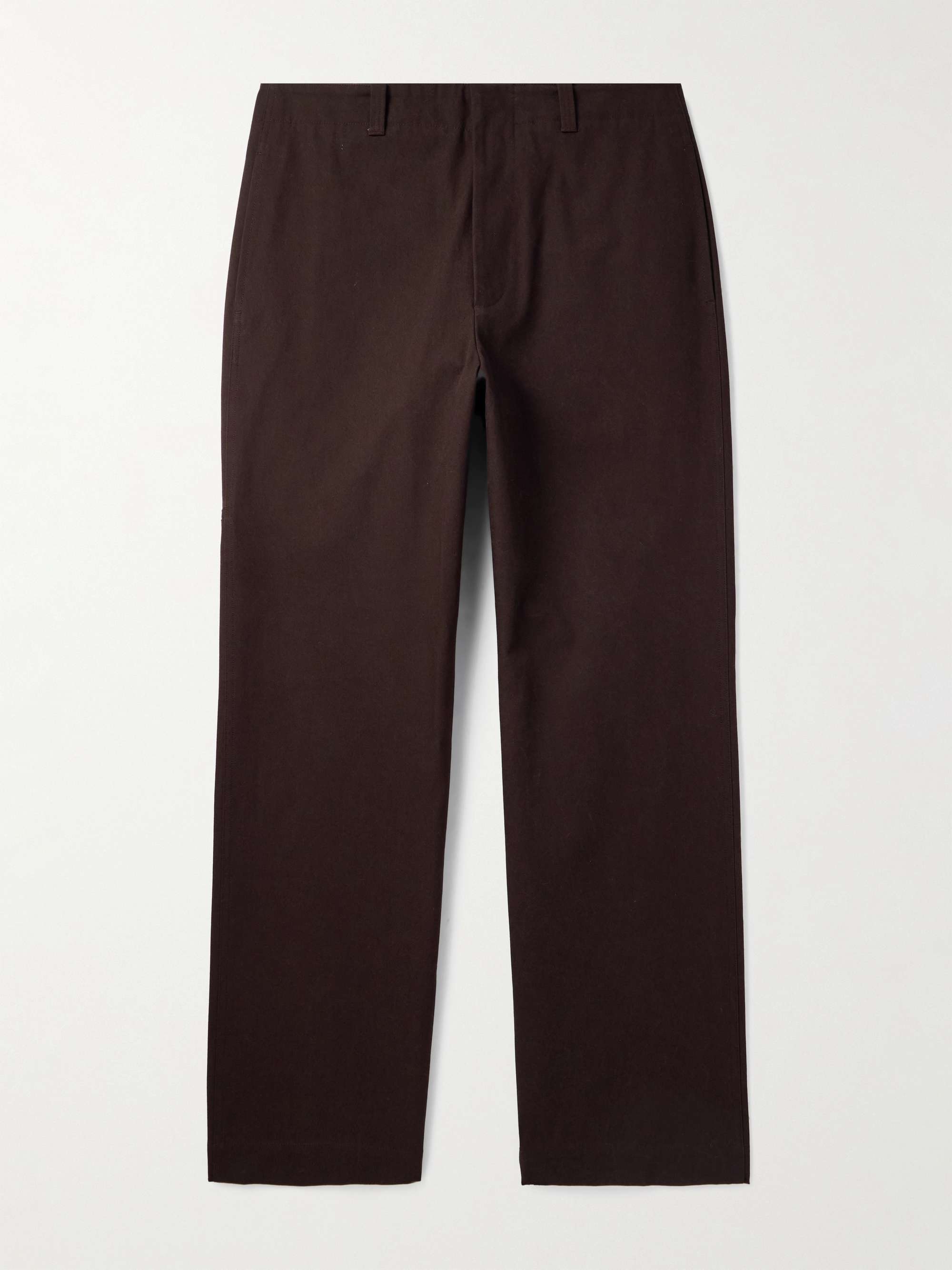 Wide-Leg Logo-Appliquéd Cotton-Canvas Trousers view