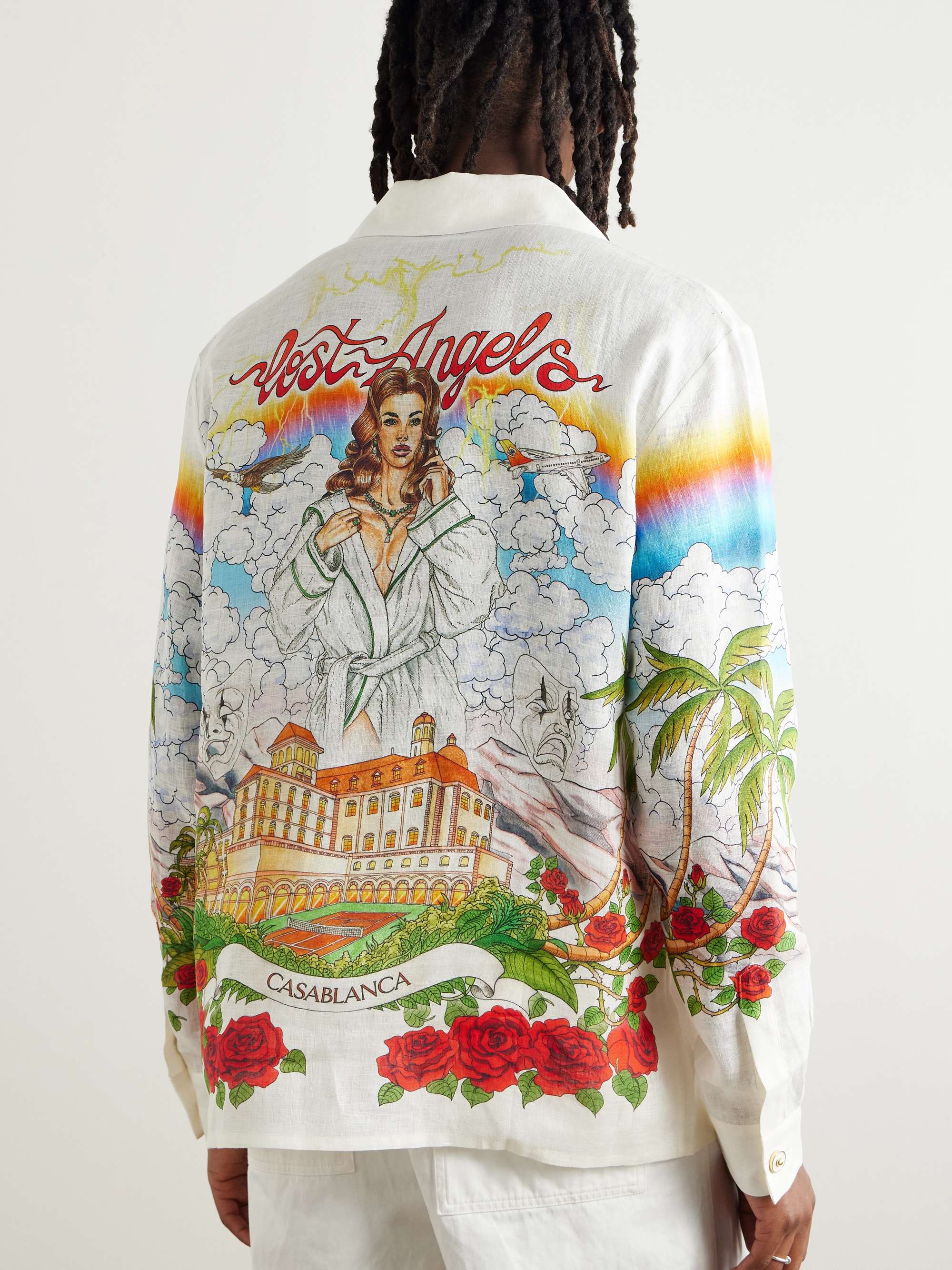 Chateau Convertible-Collar Printed Linen Shirt view
