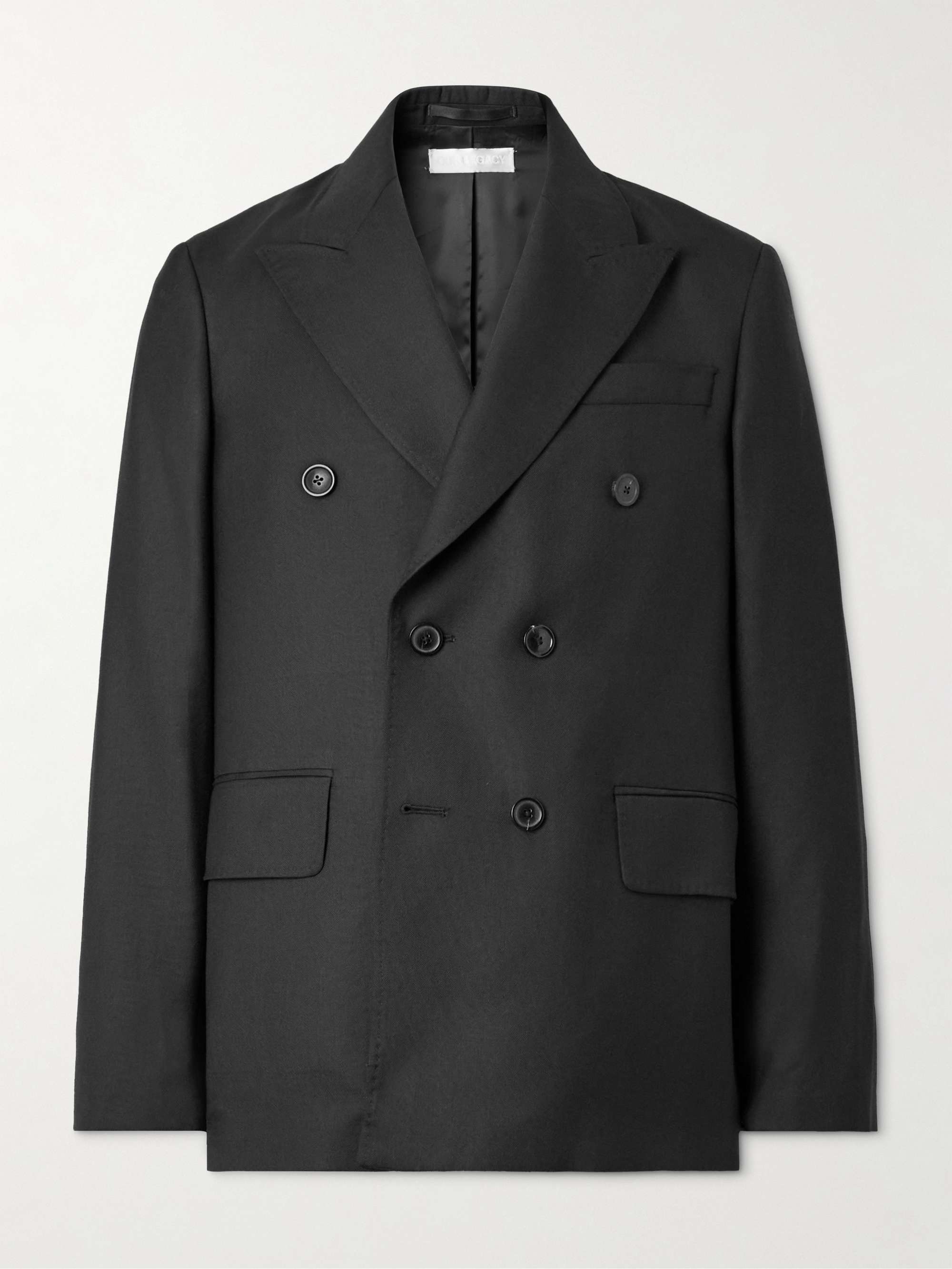 Double-Breasted Unstructured Wool Blazer view