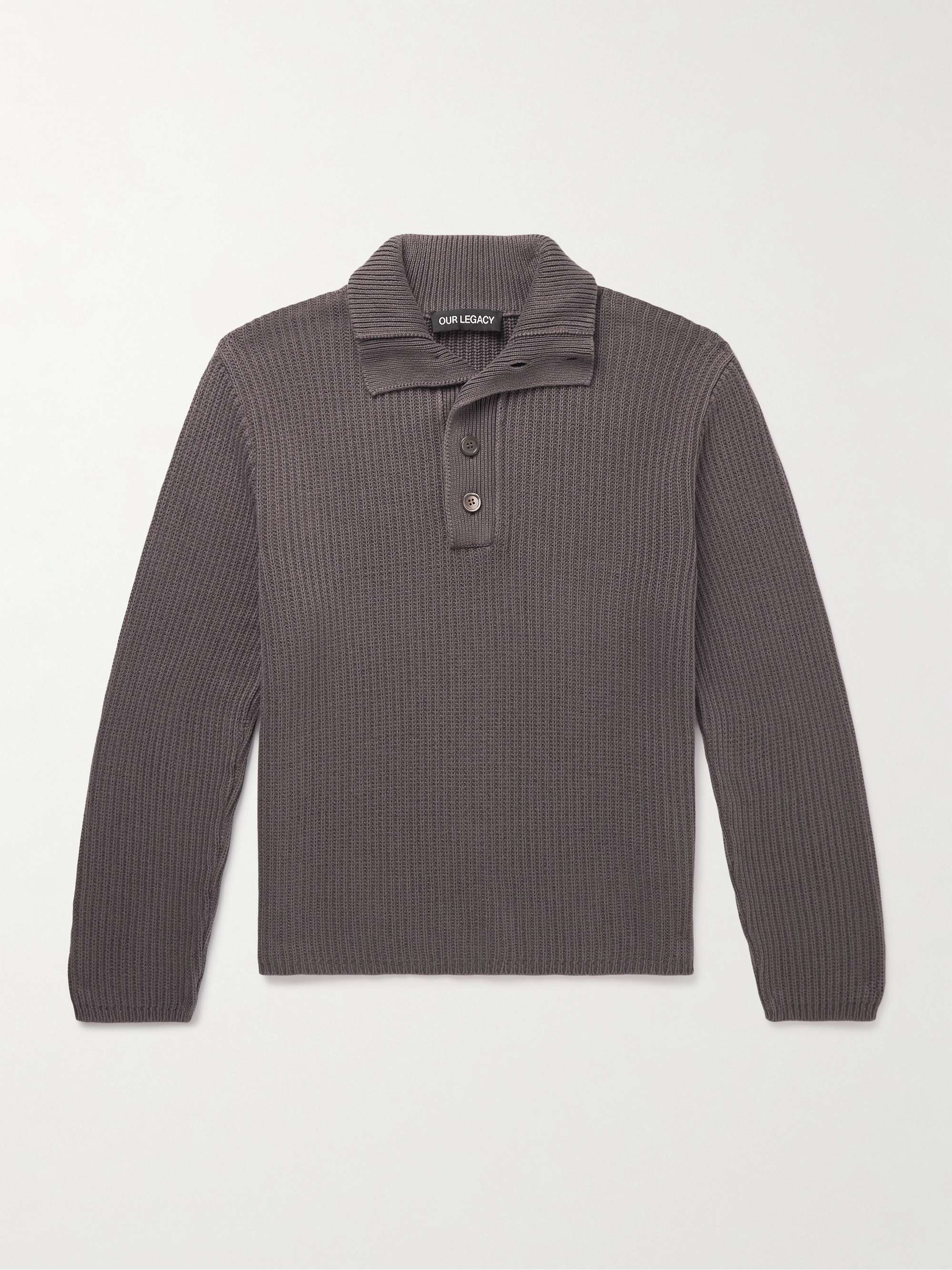 Navigator Ribbed Cotton Half-Placket Sweater view