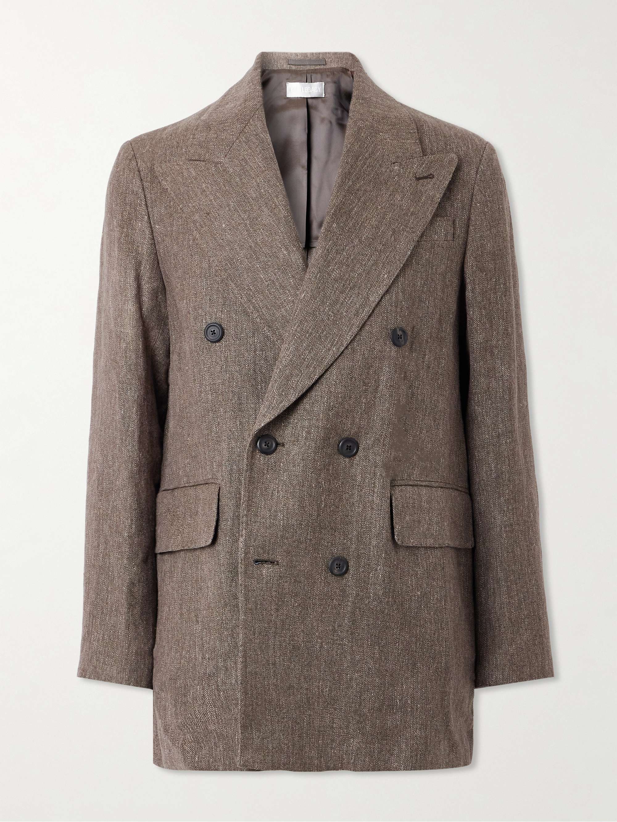 Double-Breasted Linen and Cotton-Blend Blazer view