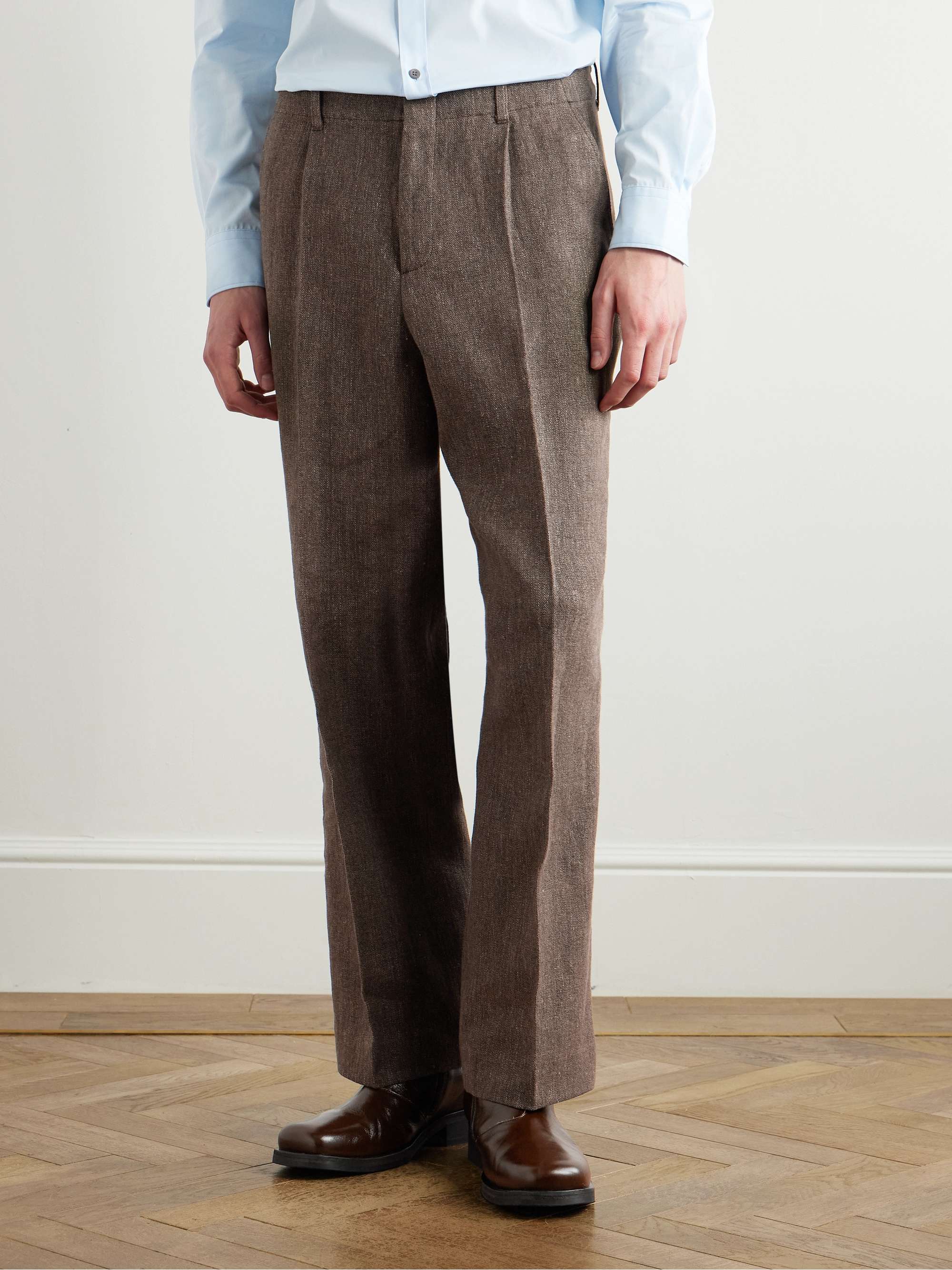 Borrowed Straight-Leg Linen and Cotton-Blend Trousers view