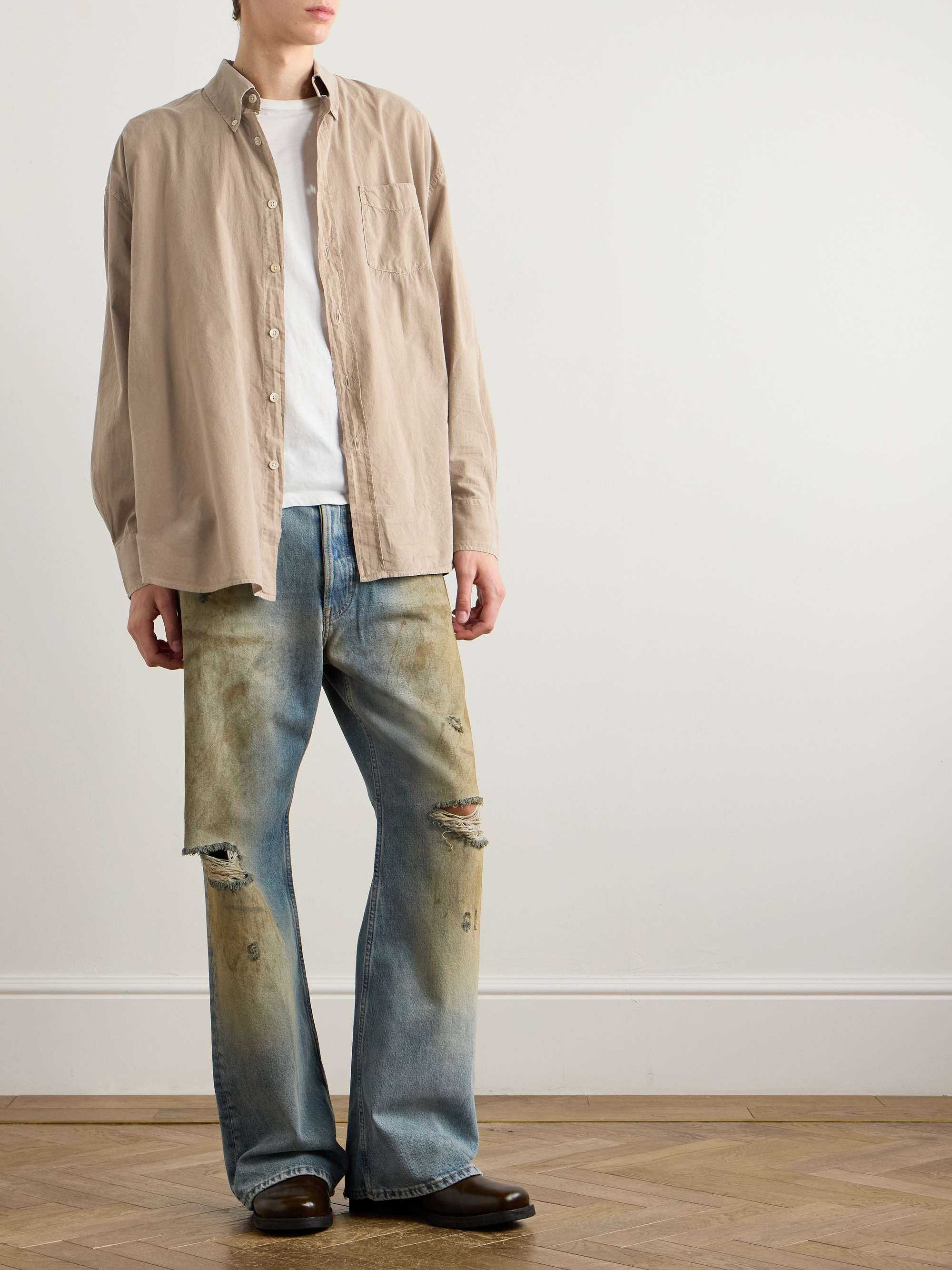 Borrowed Button-Down Collar Cotton-Voile Shirt view