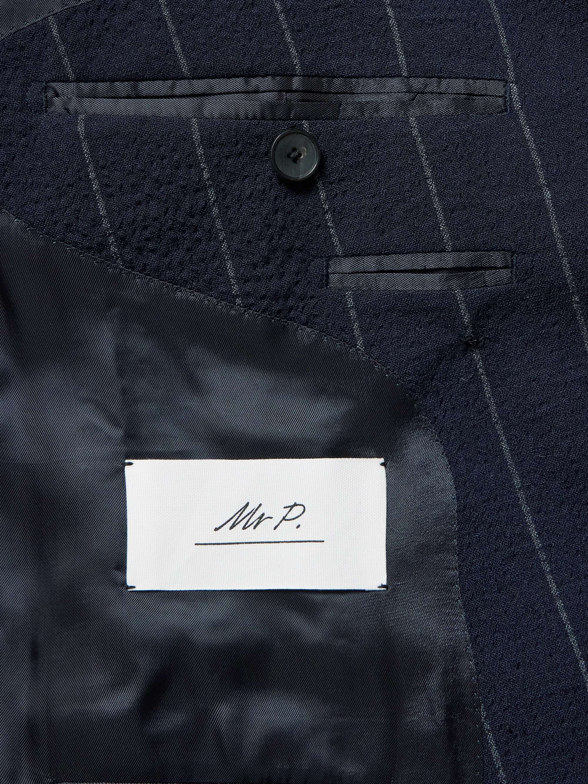Slim-Fit Pinstriped Wool-Blend Seersucker Suit Jacket view