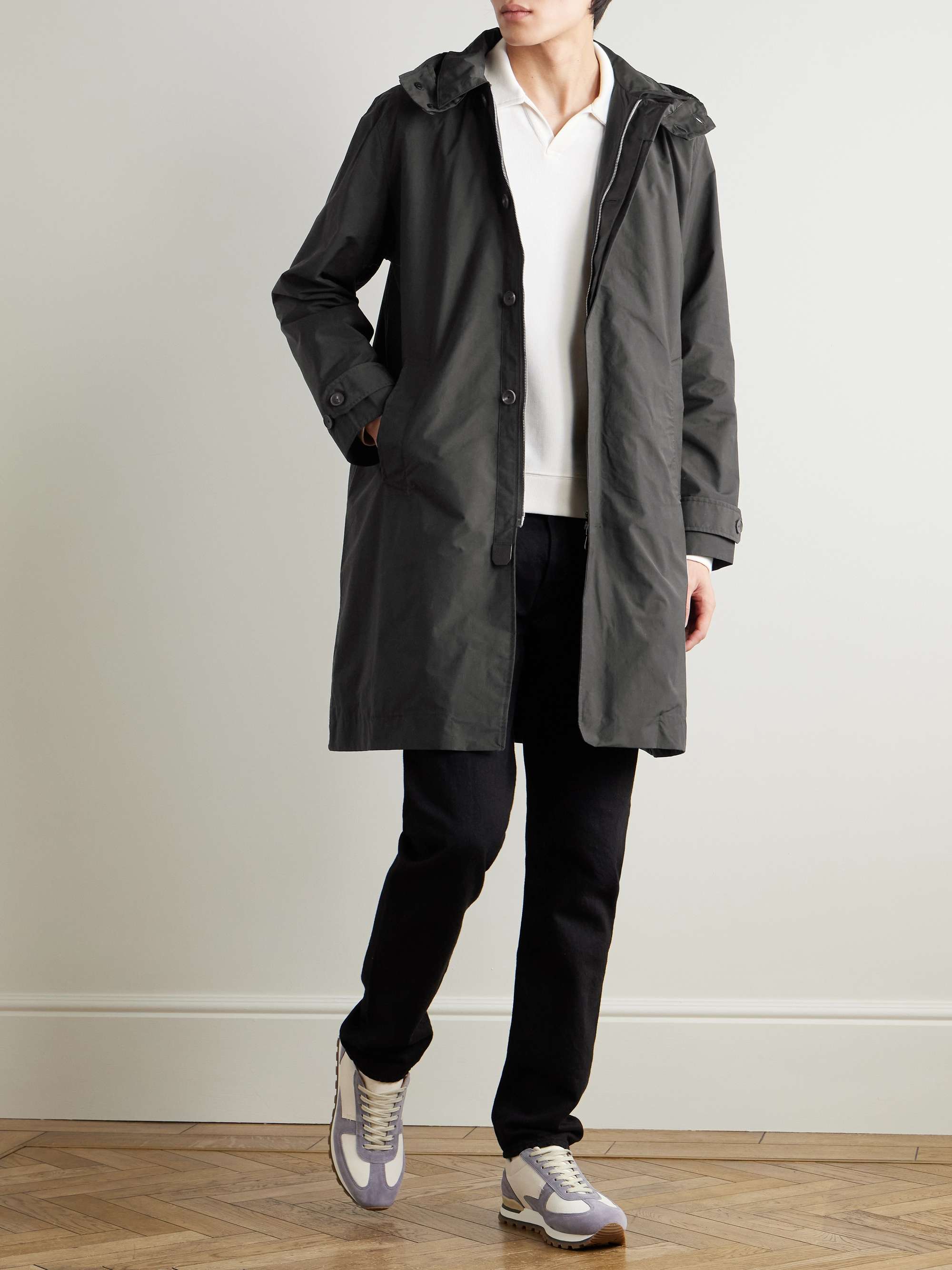 Cotton-Blend Hooded Coat view